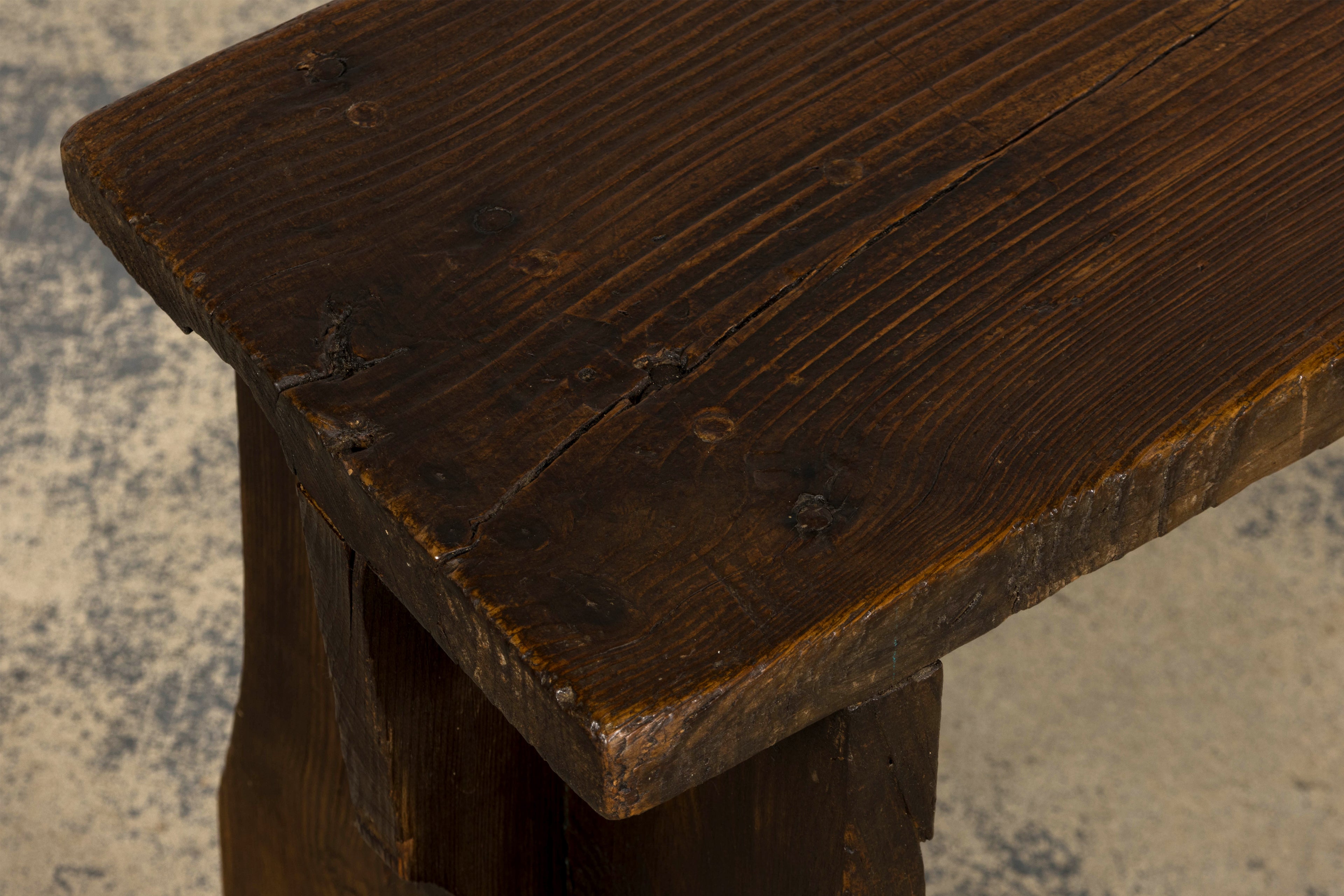 Late 19th Century French Provincial Rustic Pine Farmhouse Bench