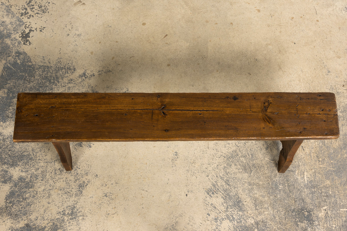 Late 19th Century French Provincial Rustic Pine Farmhouse Bench
