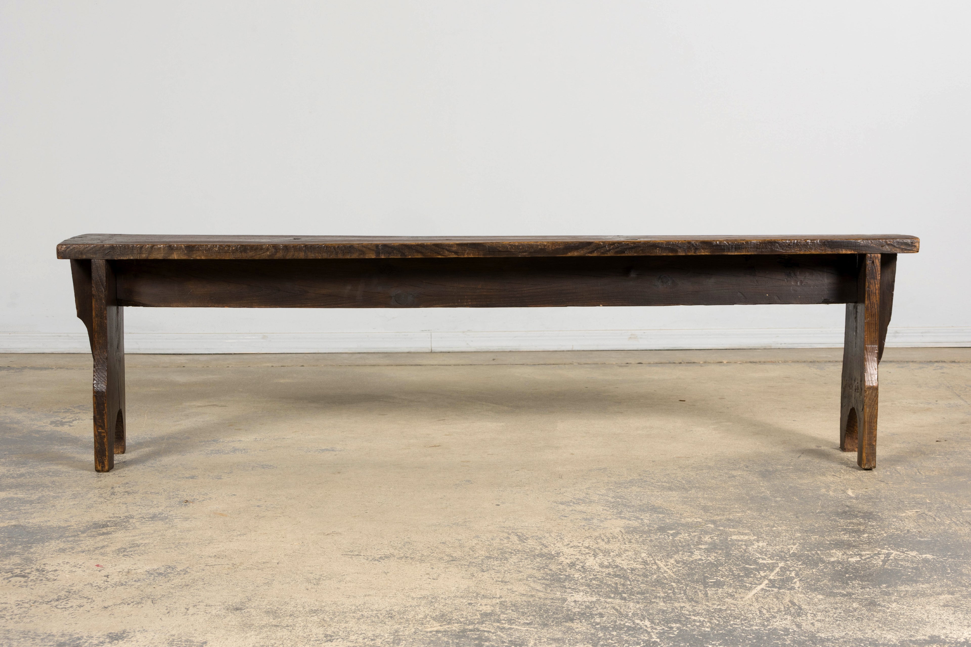 Late 19th Century French Provincial Rustic Pine Farmhouse Bench
