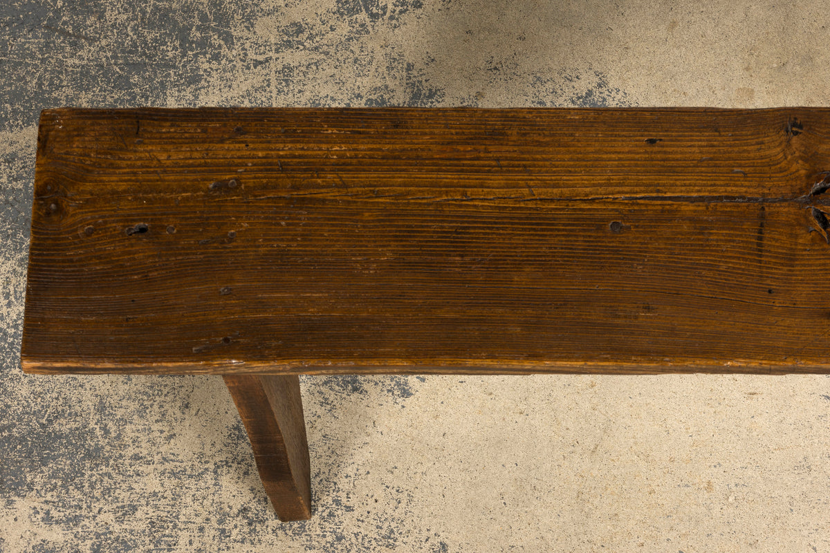 Late 19th Century French Provincial Rustic Pine Farmhouse Bench