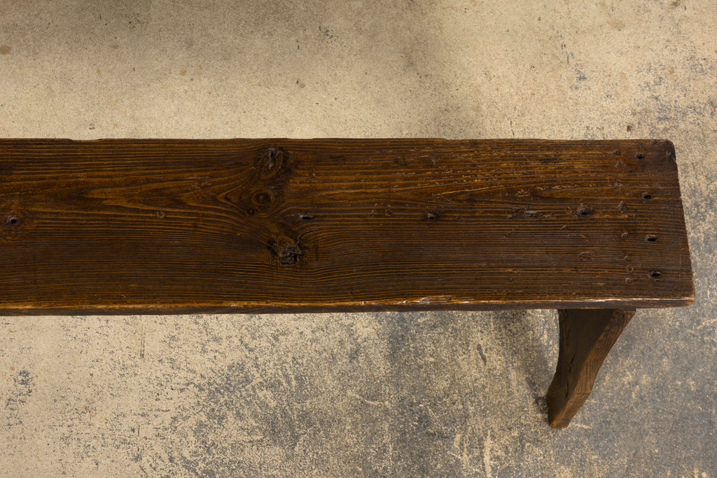 Late 19th Century French Provincial Rustic Pine Farmhouse Bench