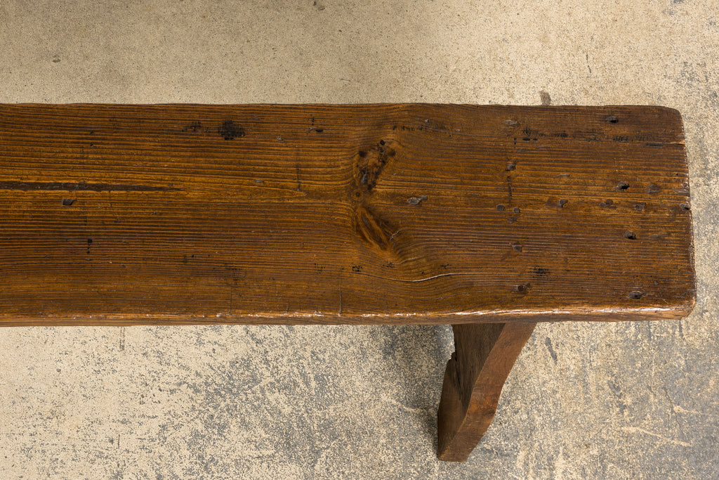 Late 19th Century French Provincial Rustic Pine Farmhouse Bench