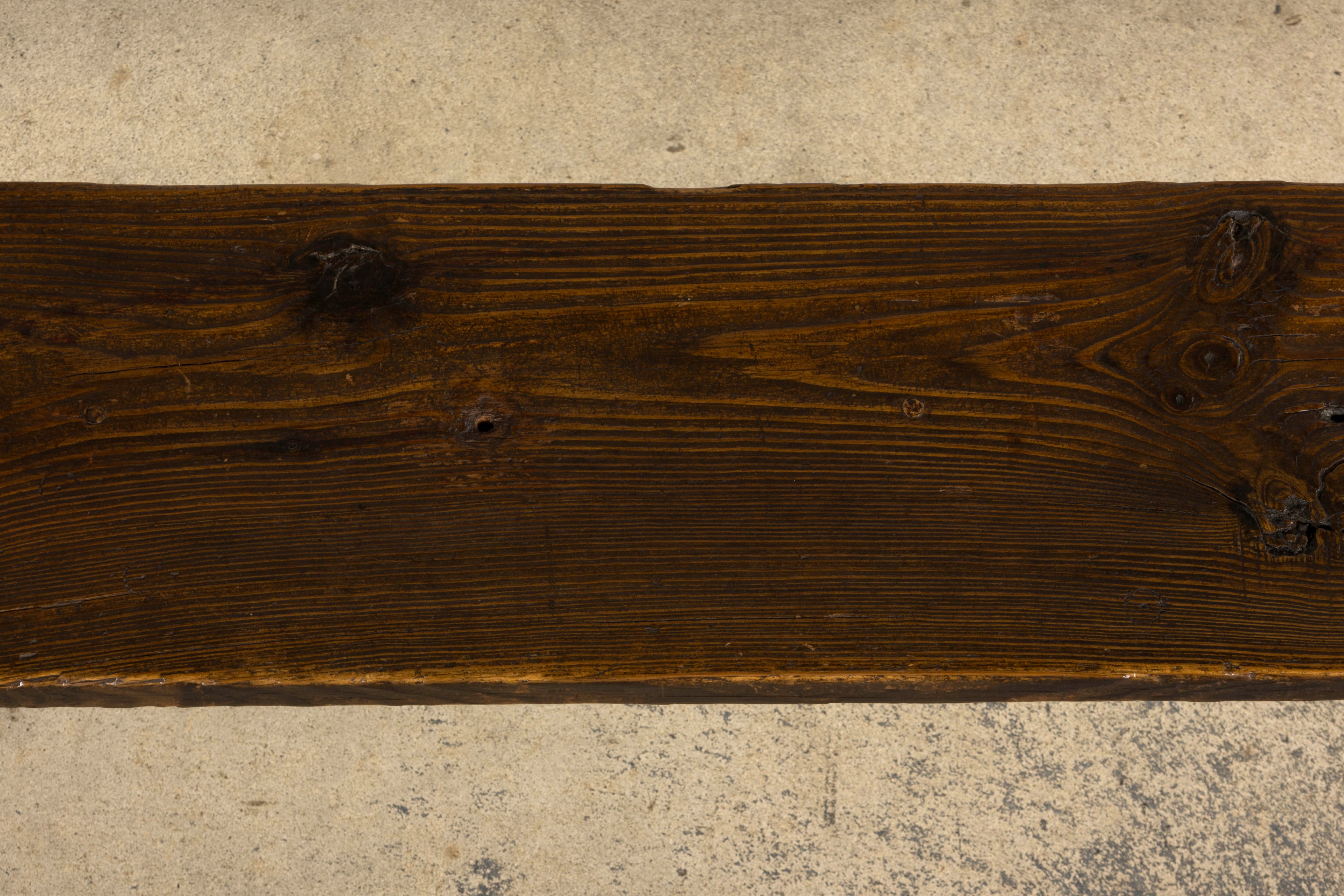 Late 19th Century French Provincial Rustic Pine Farmhouse Bench
