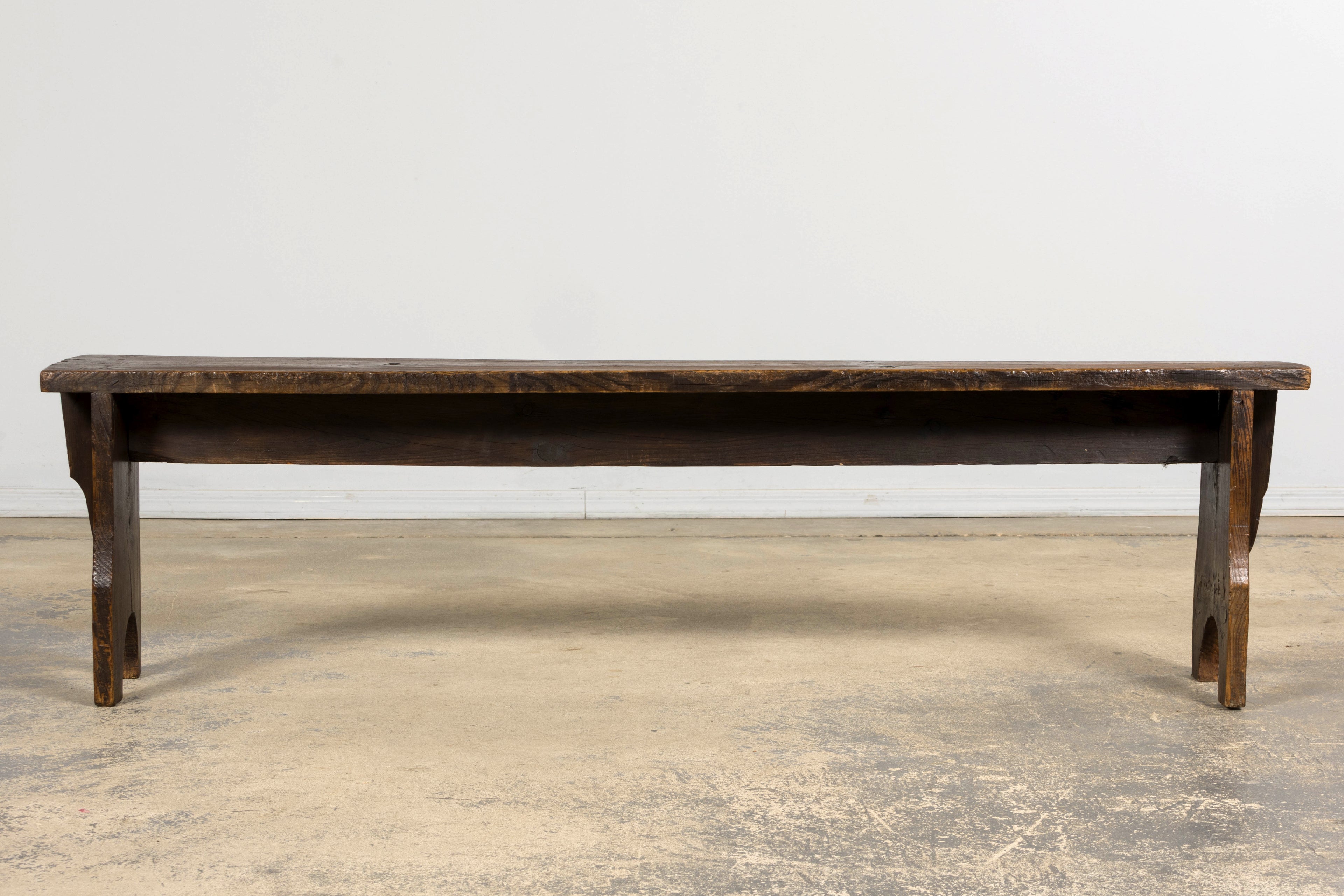Late 19th Century French Provincial Rustic Pine Farmhouse Bench