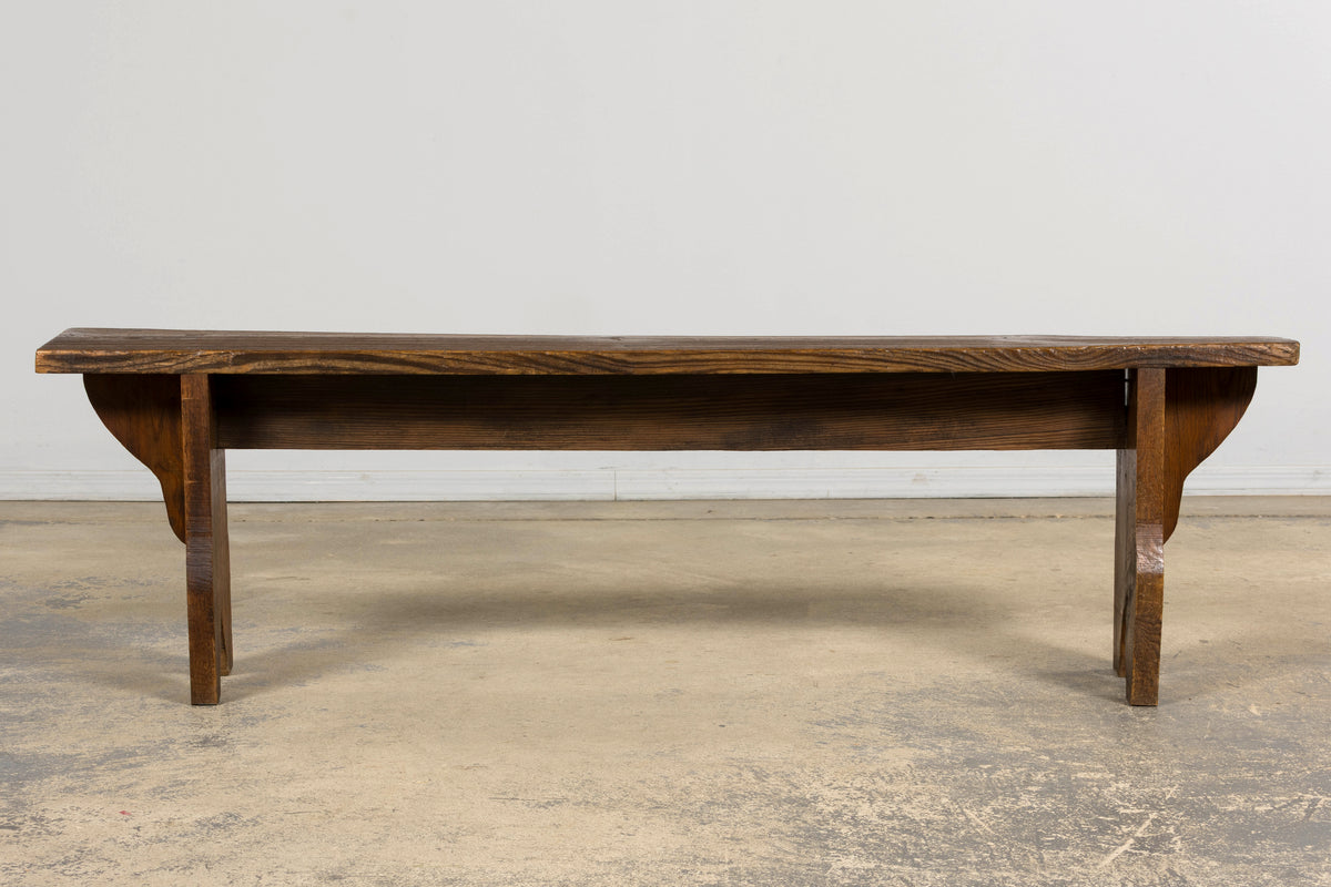 Late 19th Century French Provincial Rustic Pine Farmhouse Bench