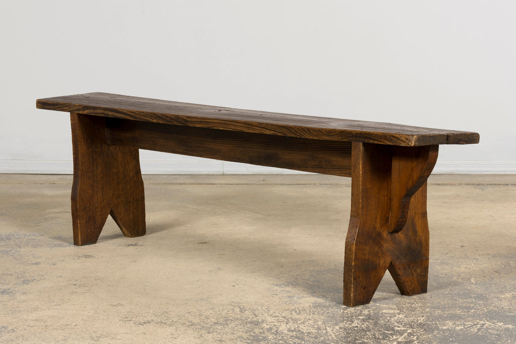 Late 19th Century French Provincial Rustic Pine Farmhouse Bench