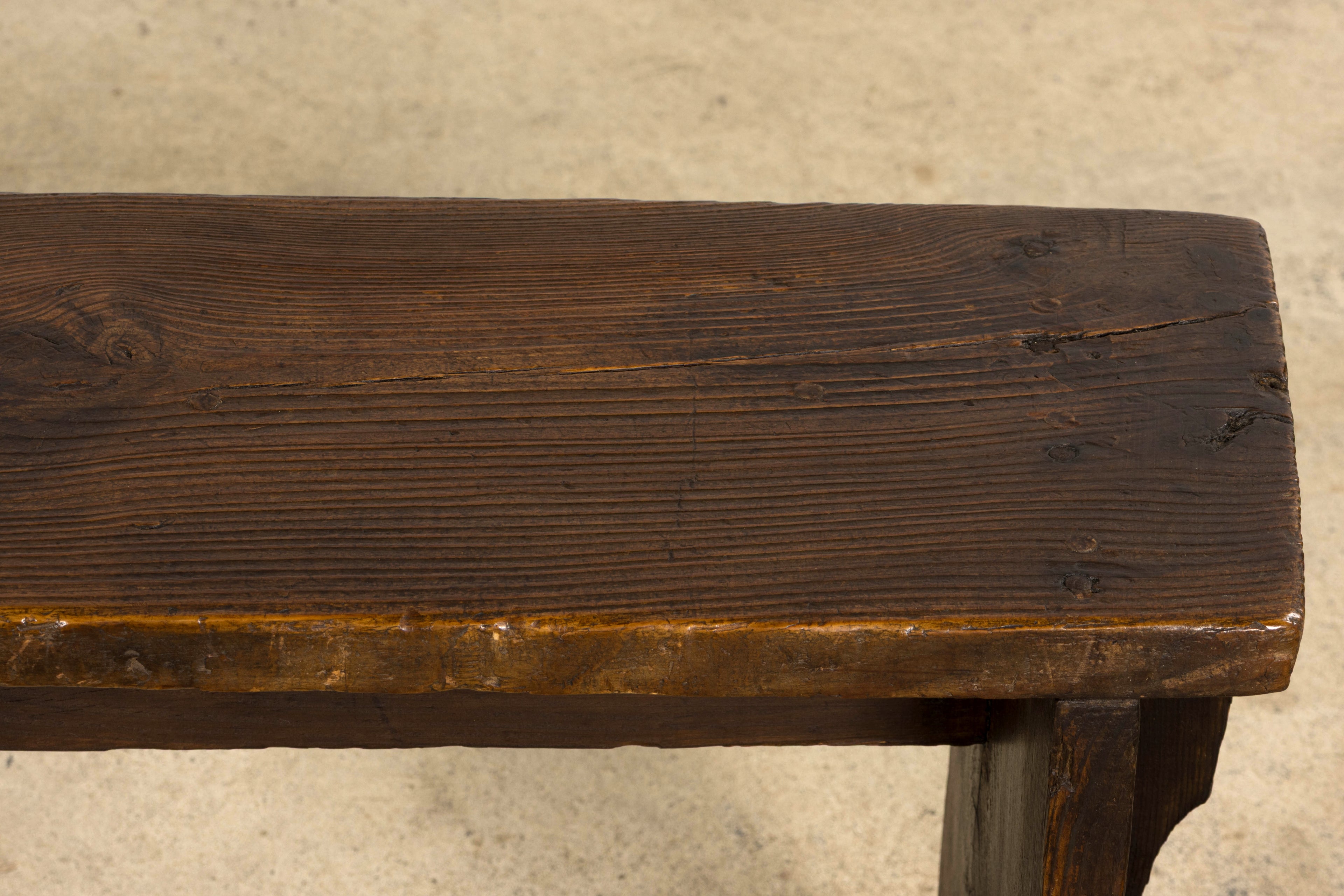 Late 19th Century French Provincial Rustic Pine Farmhouse Bench
