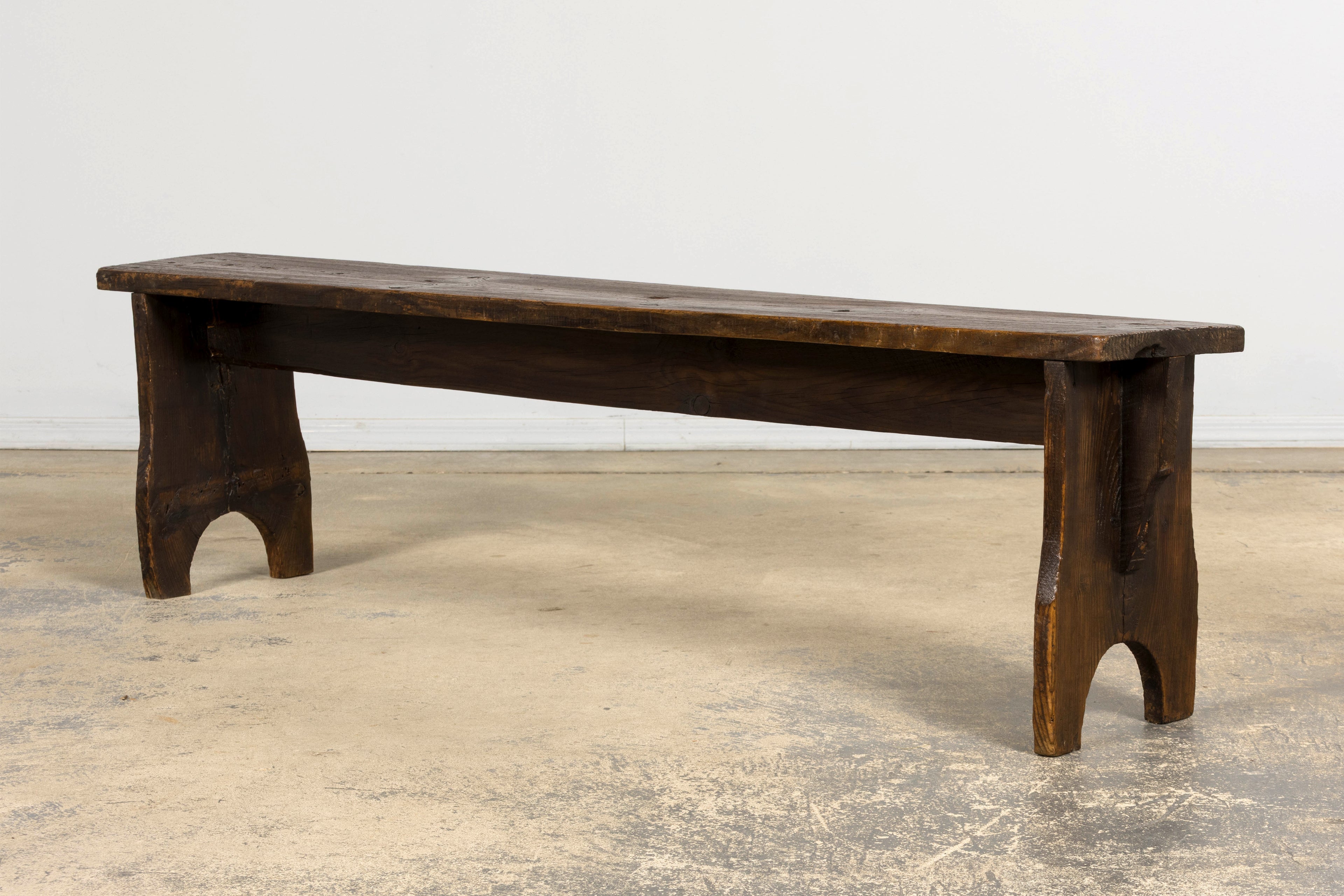 Late 19th Century French Provincial Rustic Pine Farmhouse Bench