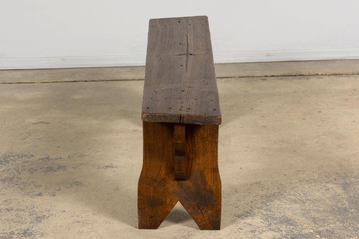 Late 19th Century French Provincial Rustic Pine Farmhouse Bench