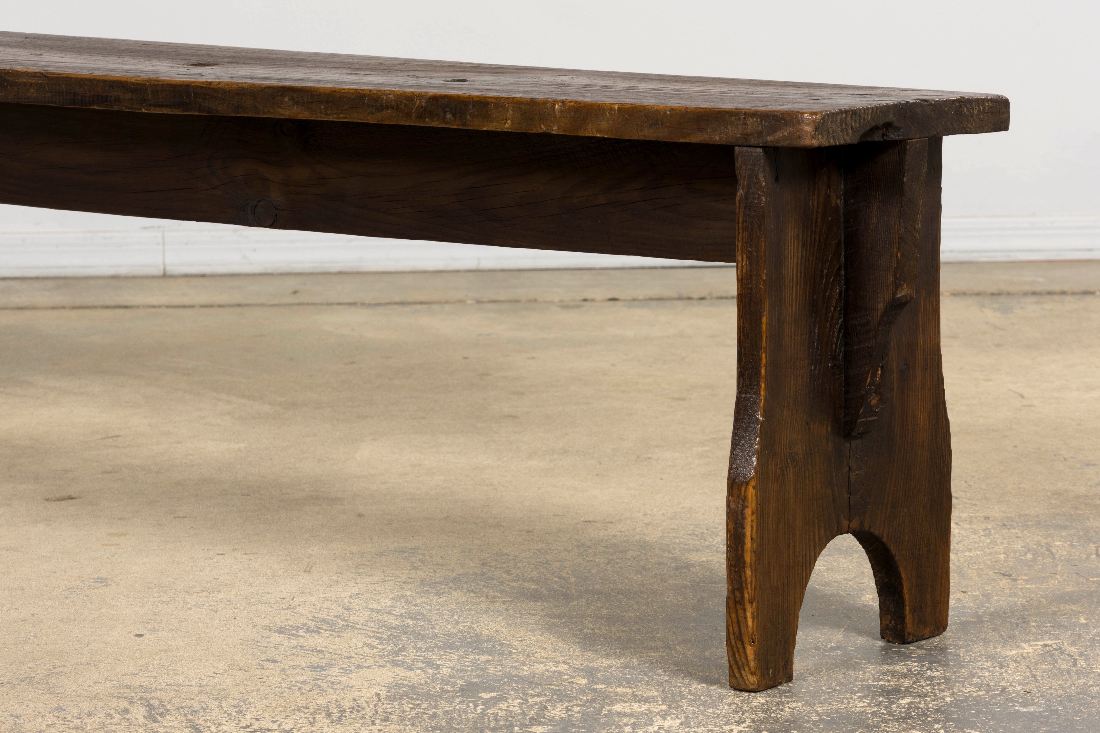 Late 19th Century French Provincial Rustic Pine Farmhouse Bench