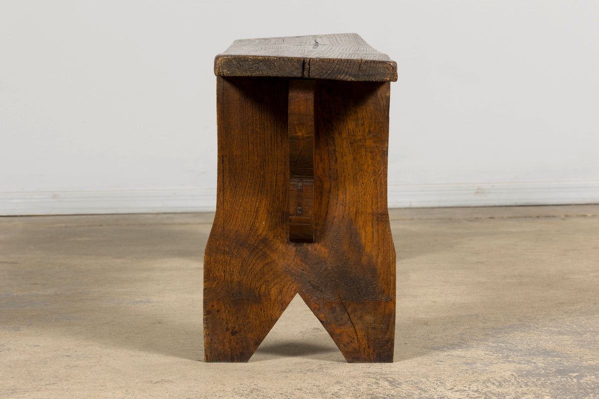 Late 19th Century French Provincial Rustic Pine Farmhouse Bench