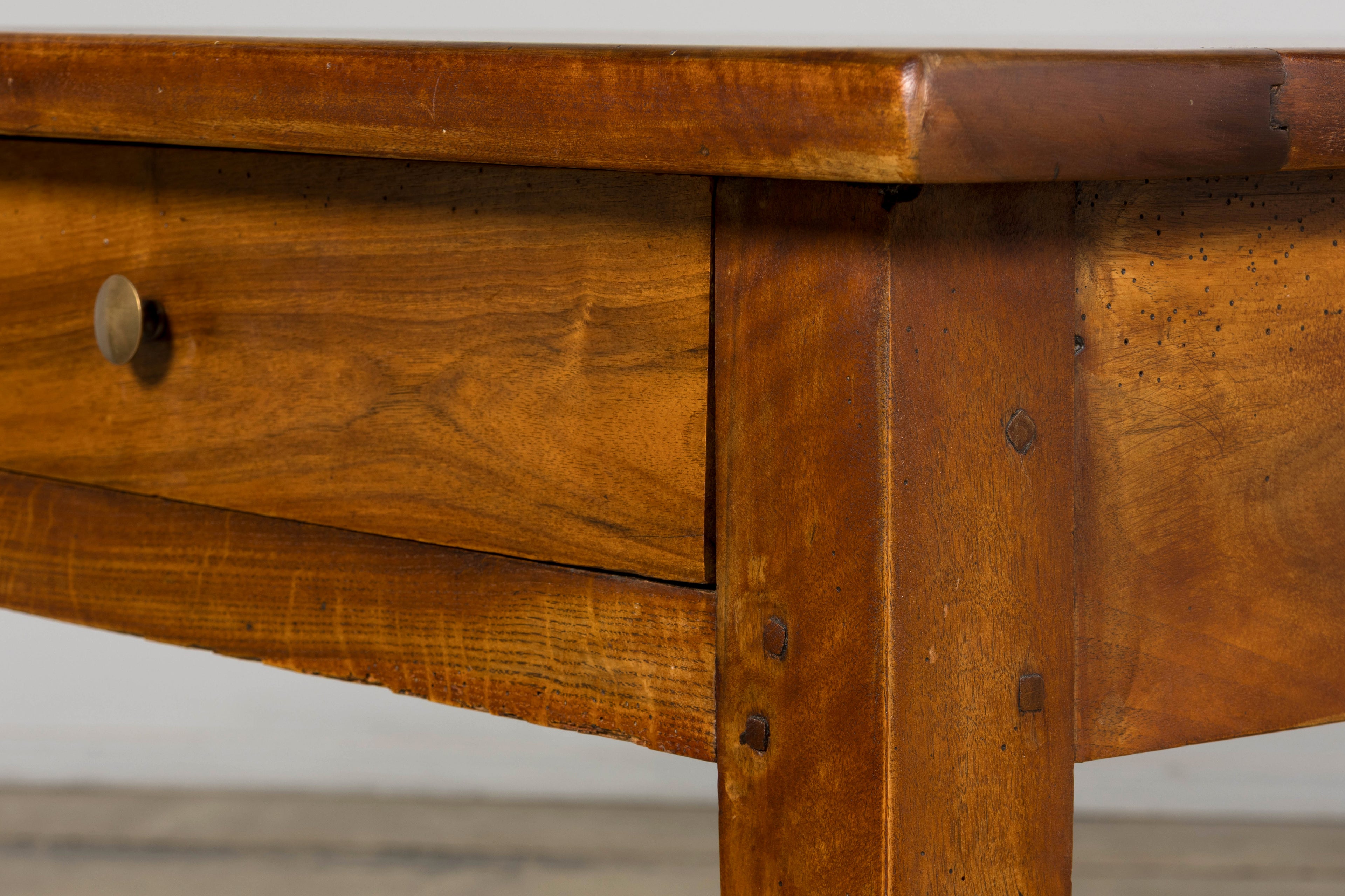 Late 19th Century French Provincial Walnut Farmhouse Table with Four Drawers