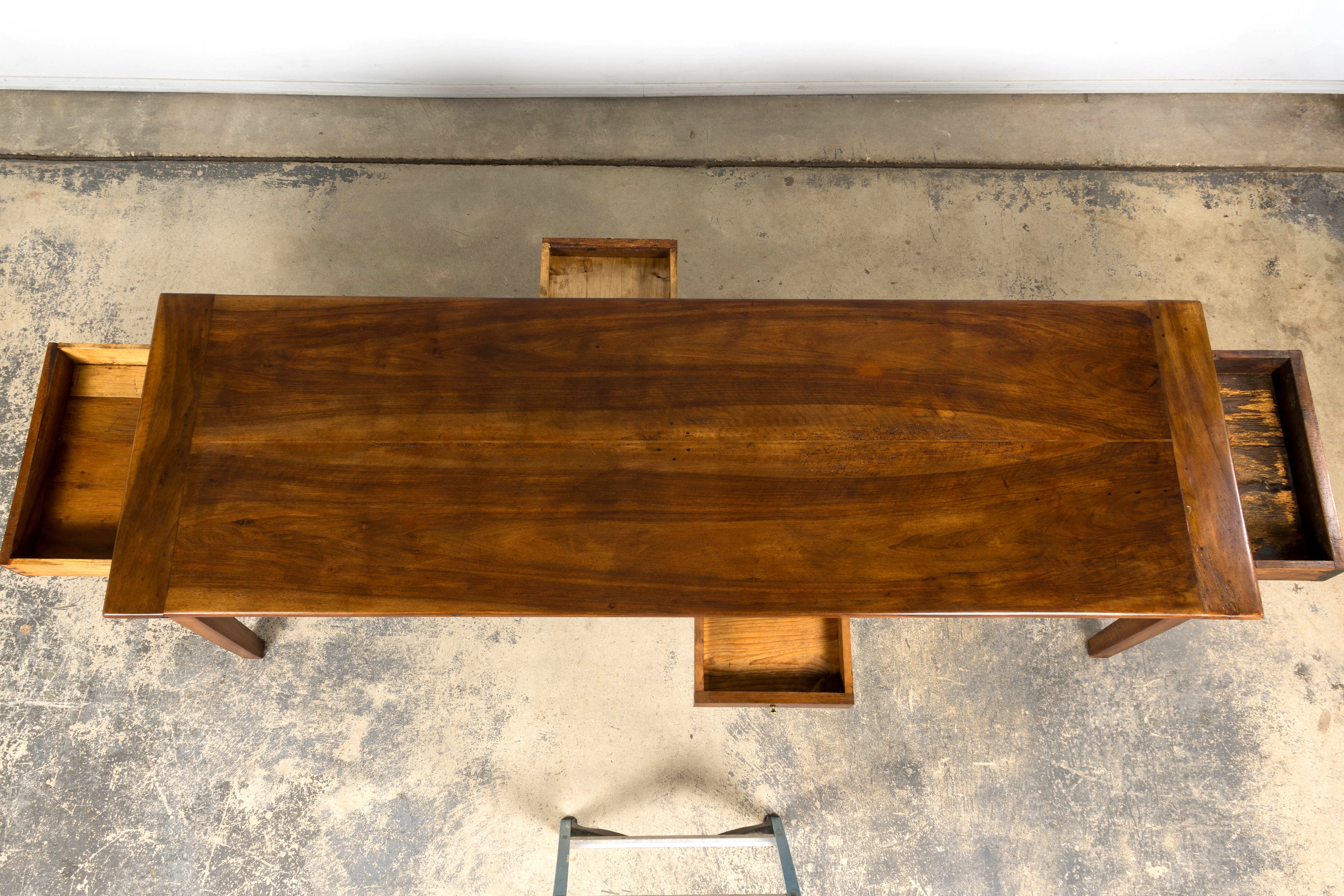Late 19th Century French Provincial Walnut Farmhouse Table with Four Drawers