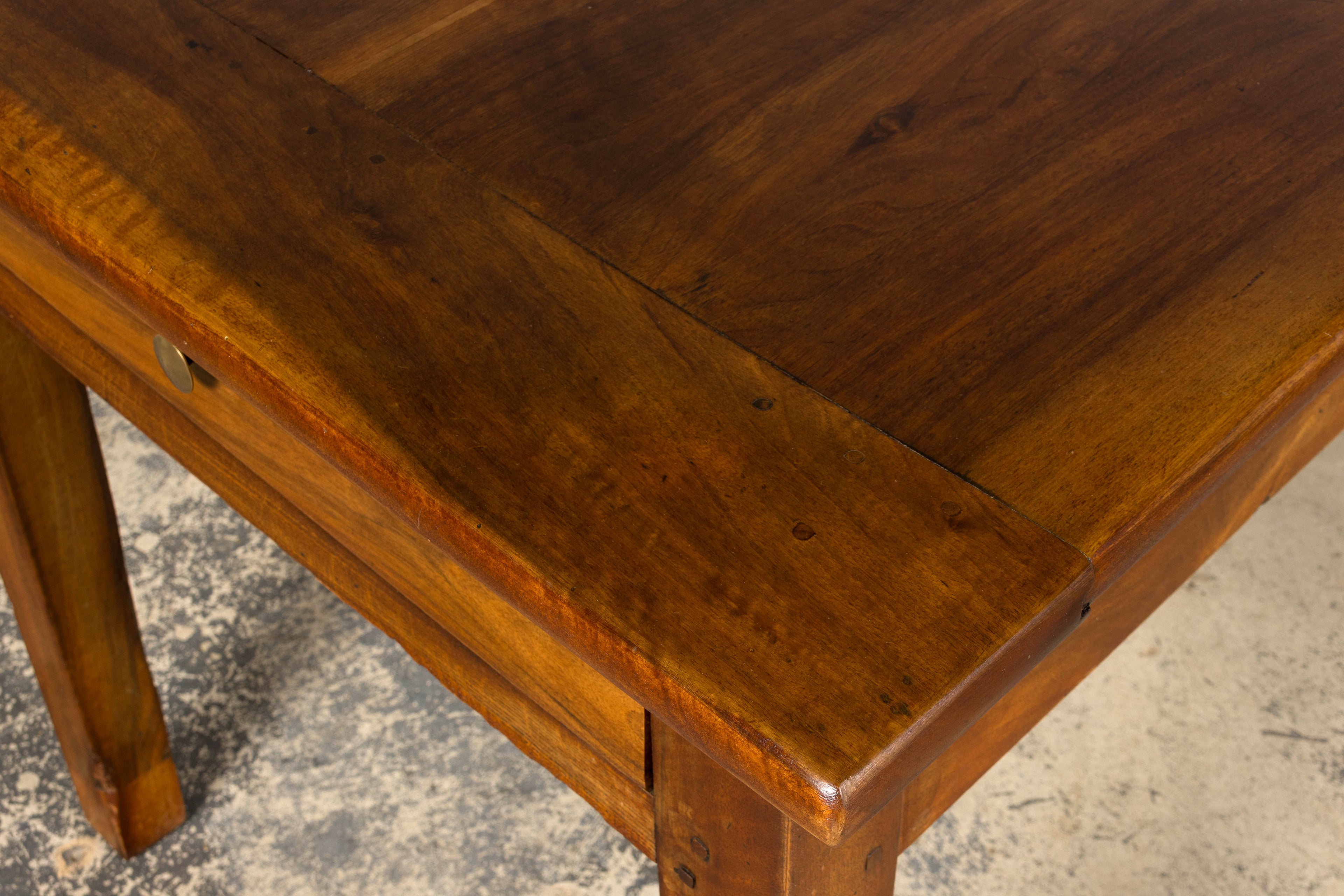 Late 19th Century French Provincial Walnut Farmhouse Table with Four Drawers