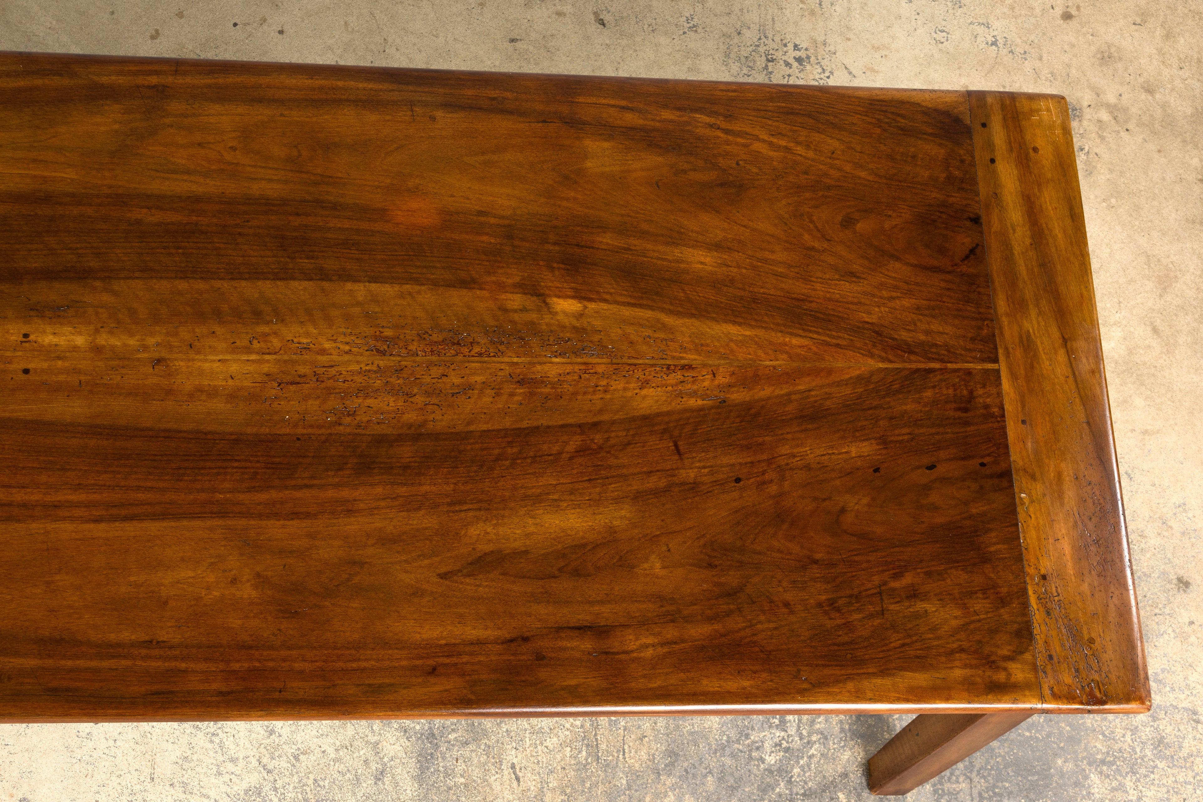Late 19th Century French Provincial Walnut Farmhouse Table with Four Drawers