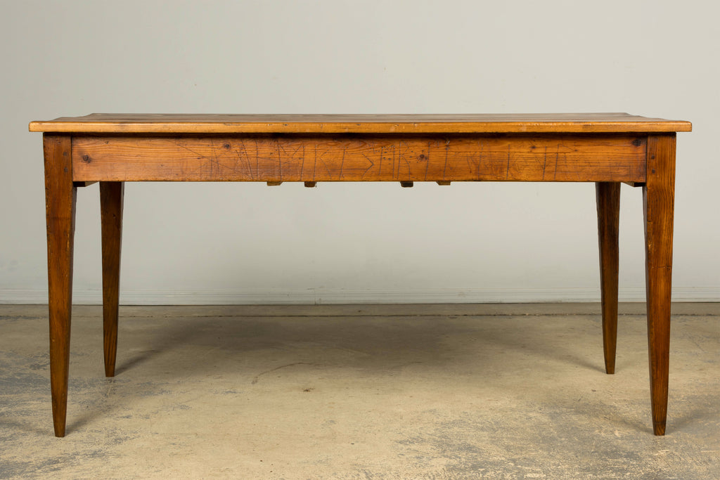 Late 19th Century French Rustic Farmhouse Pine Three-Drawer Writing Table