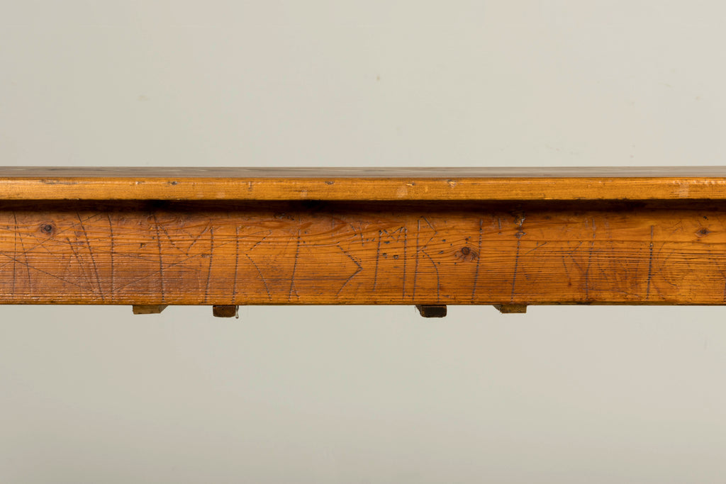 Late 19th Century French Rustic Farmhouse Pine Three-Drawer Writing Table