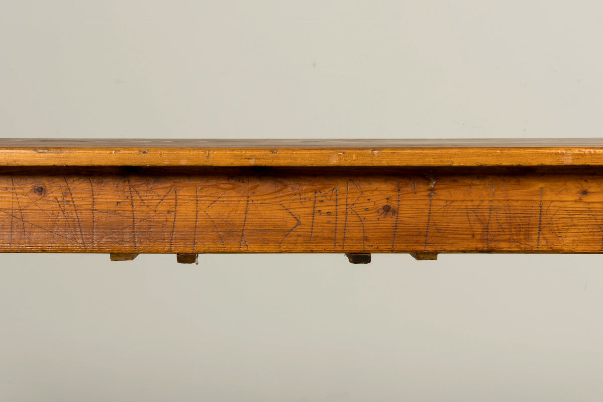 Late 19th Century French Rustic Farmhouse Pine Three-Drawer Writing Table