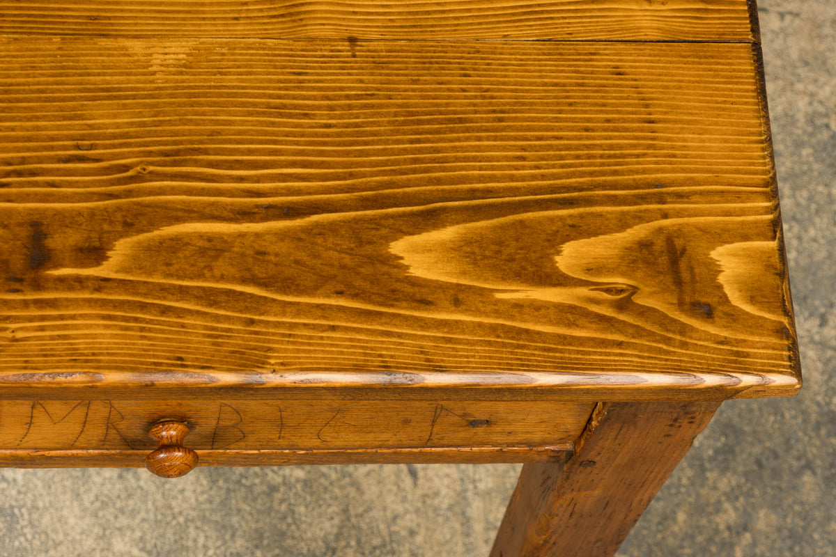 Late 19th Century French Rustic Farmhouse Pine Three-Drawer Writing Table