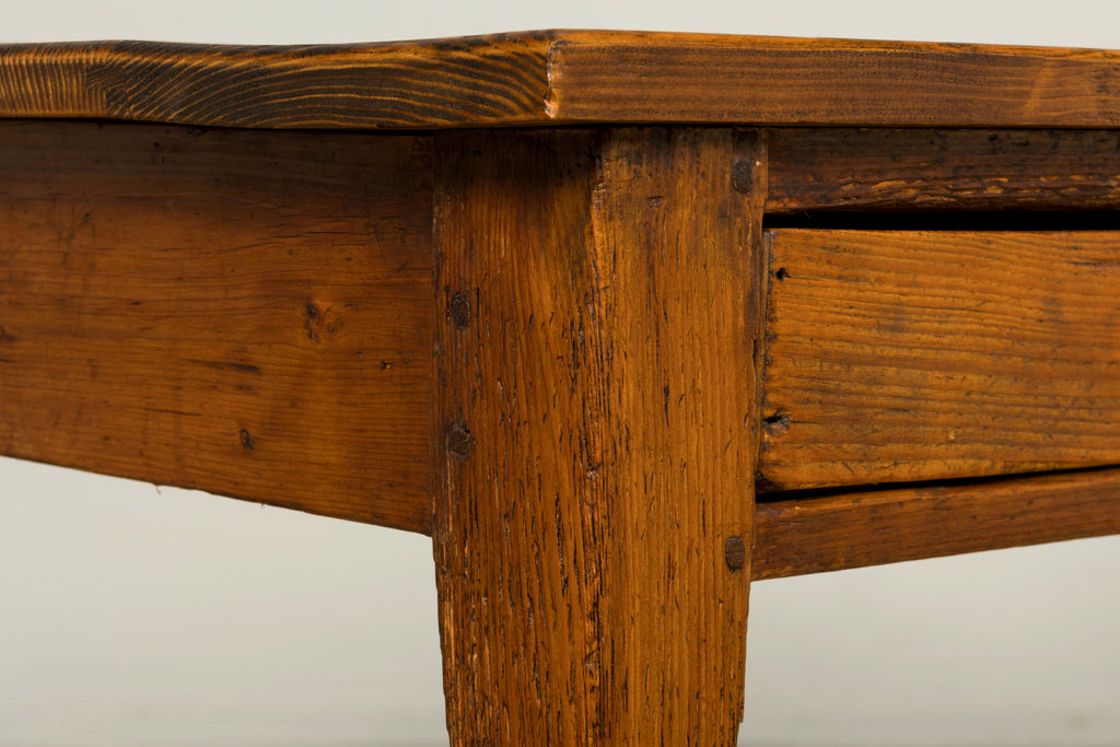Late 19th Century French Rustic Farmhouse Pine Three-Drawer Writing Table
