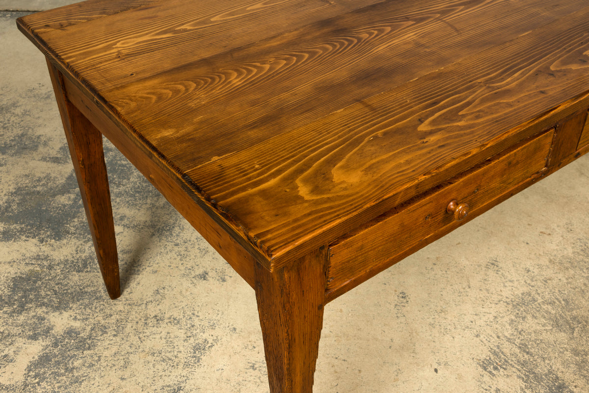Late 19th Century French Rustic Farmhouse Pine Three-Drawer Writing Table