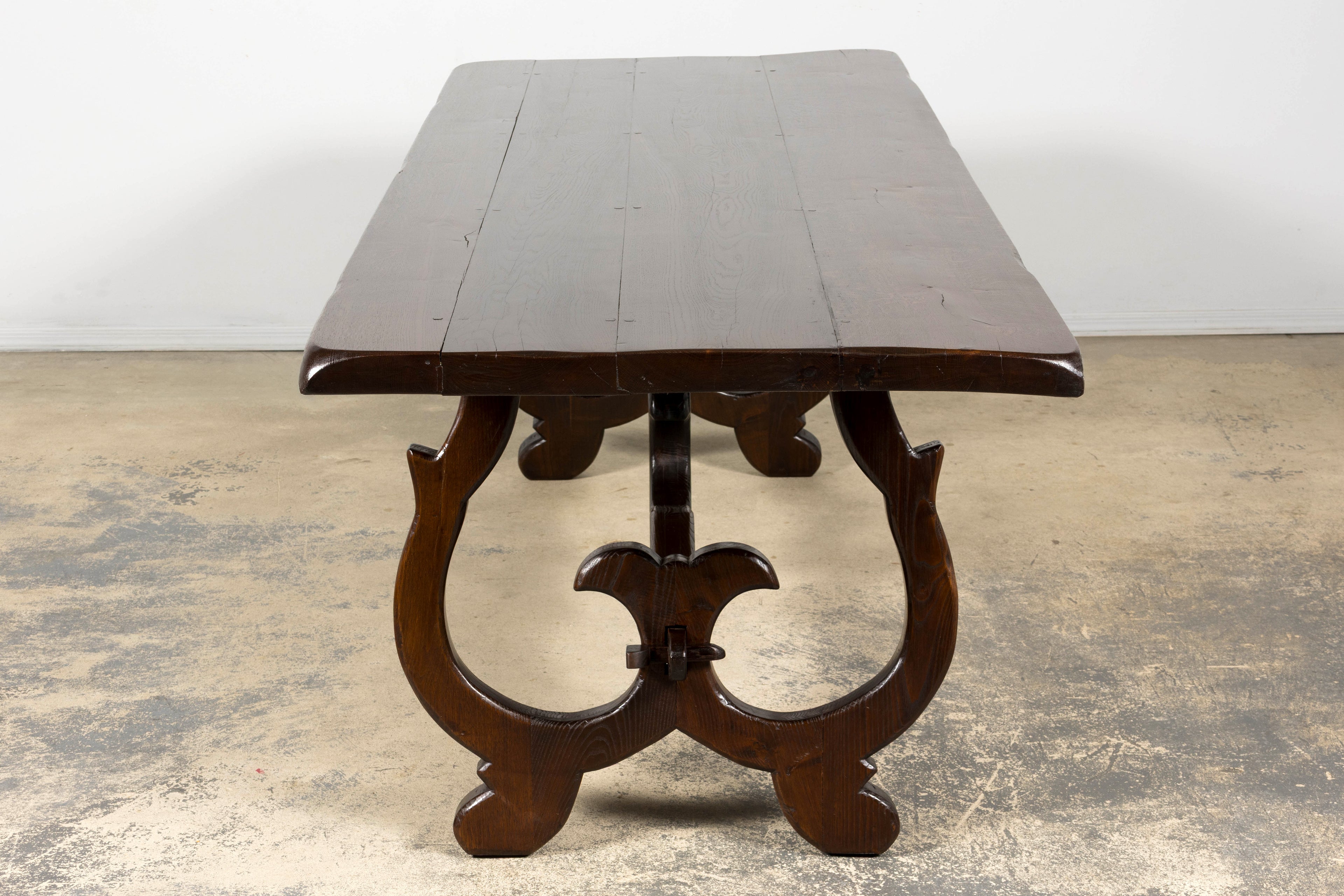 19th Century Spanish Oak Refectory Table with Monumental Trestle Base