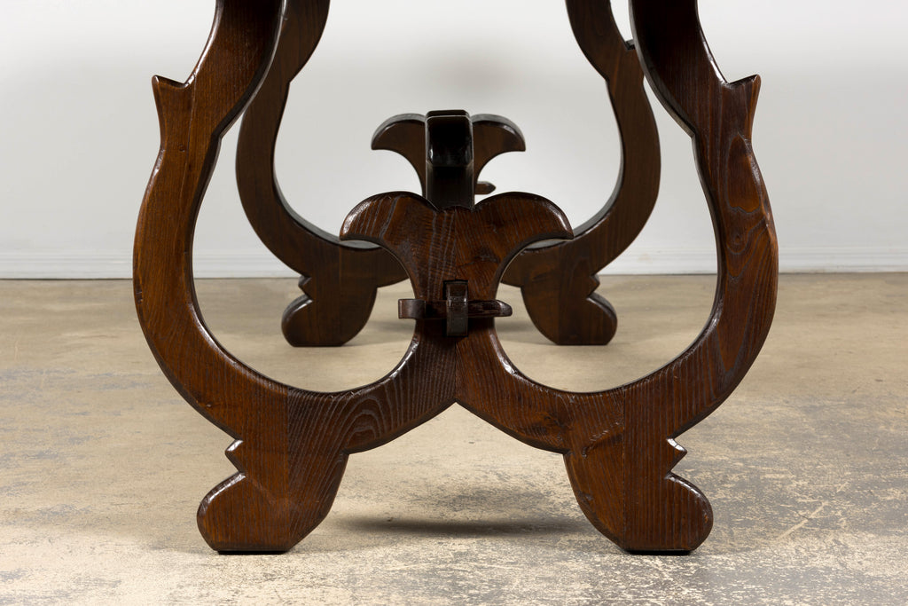 19th Century Spanish Oak Refectory Table with Monumental Trestle Base