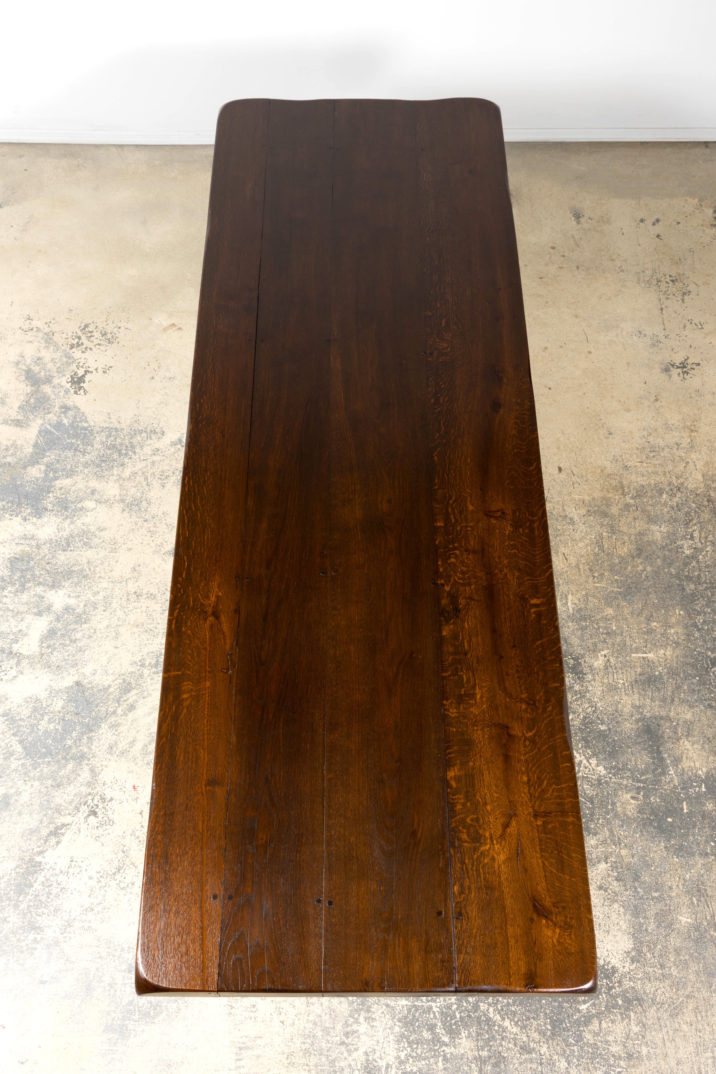 19th Century Spanish Oak Refectory Table with Monumental Trestle Base