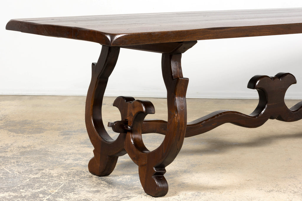 19th Century Spanish Oak Refectory Table with Monumental Trestle Base