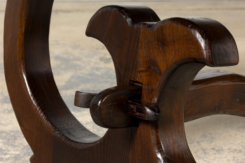 19th Century Spanish Oak Refectory Table with Monumental Trestle Base