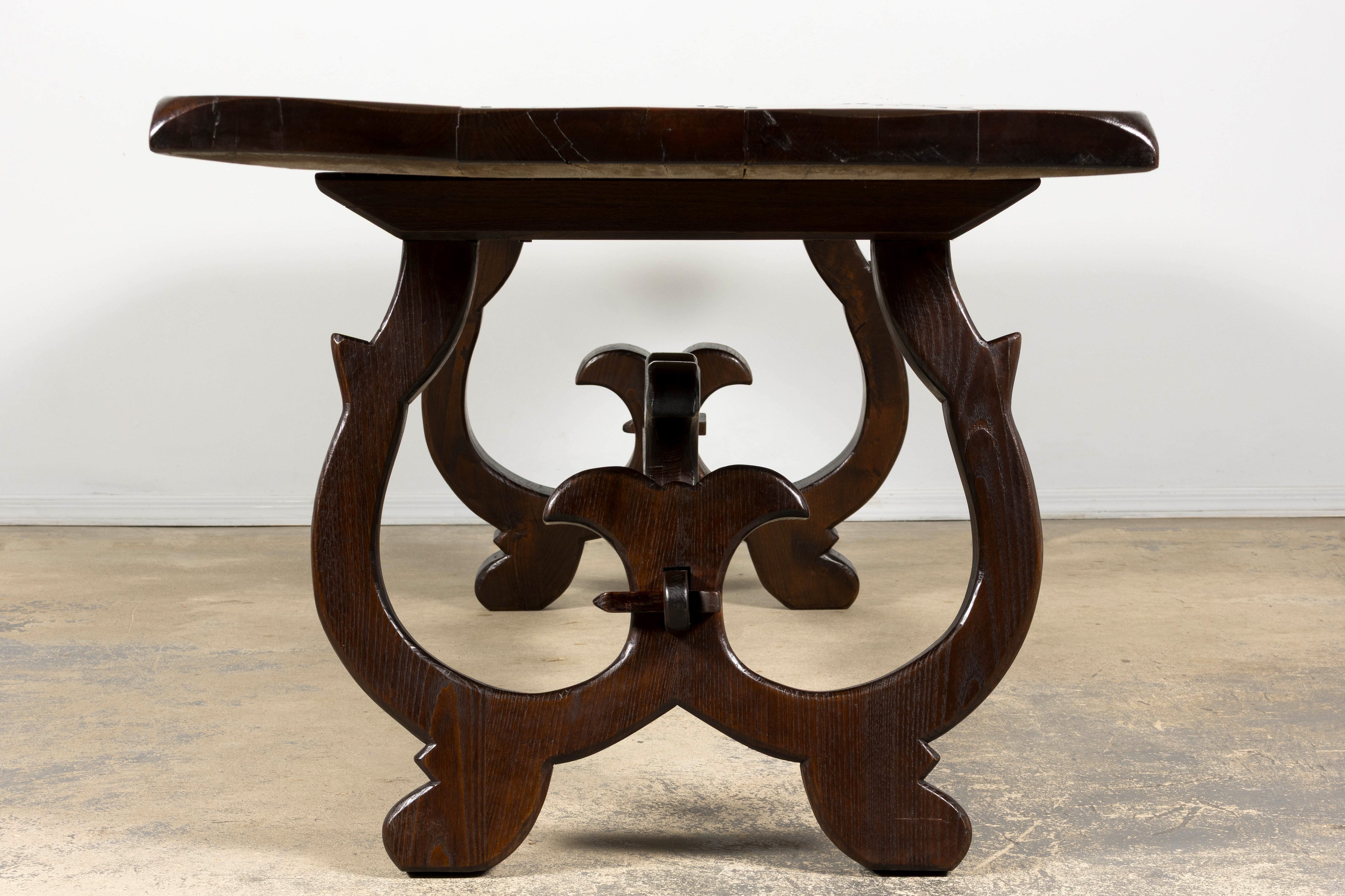 19th Century Spanish Oak Refectory Table with Monumental Trestle Base