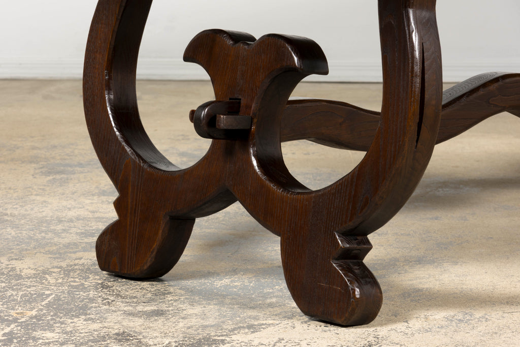 19th Century Spanish Oak Refectory Table with Monumental Trestle Base