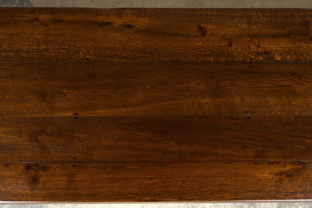 19th Century Spanish Oak Refectory Table with Monumental Trestle Base