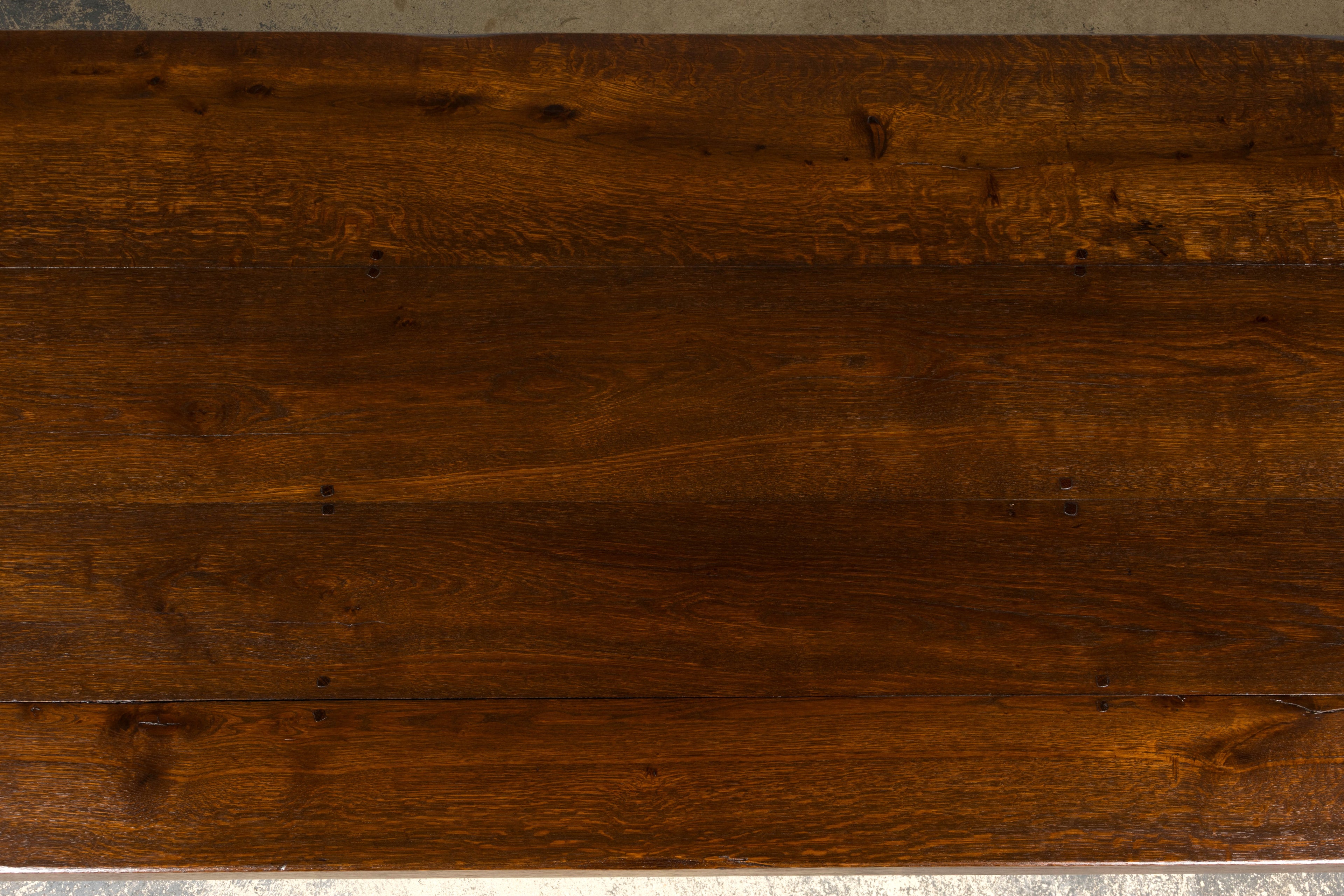 19th Century Spanish Oak Refectory Table with Monumental Trestle Base
