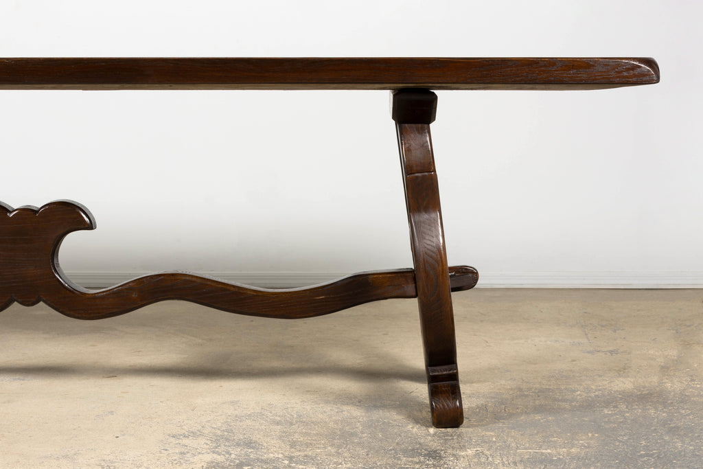19th Century Spanish Oak Refectory Table with Monumental Trestle Base