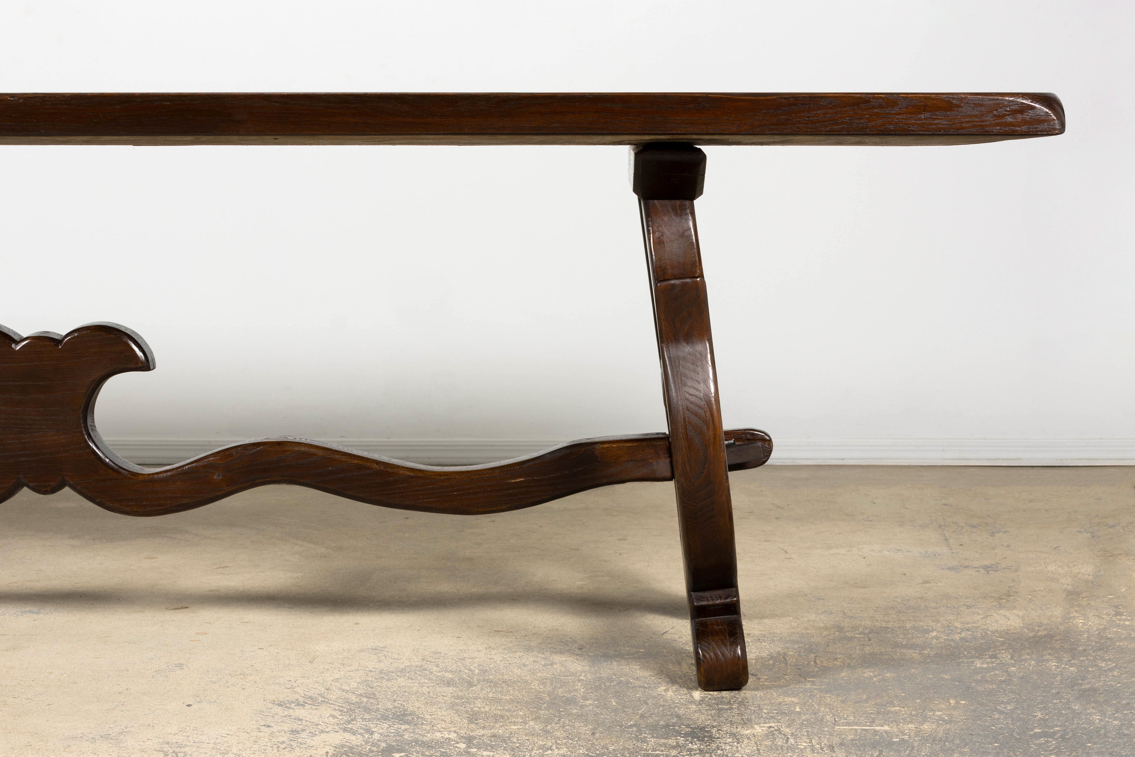 19th Century Spanish Oak Refectory Table with Monumental Trestle Base