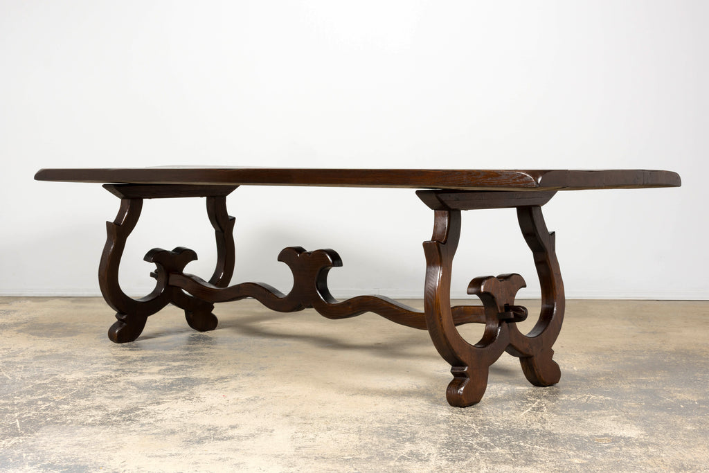 19th Century Spanish Oak Refectory Table with Monumental Trestle Base
