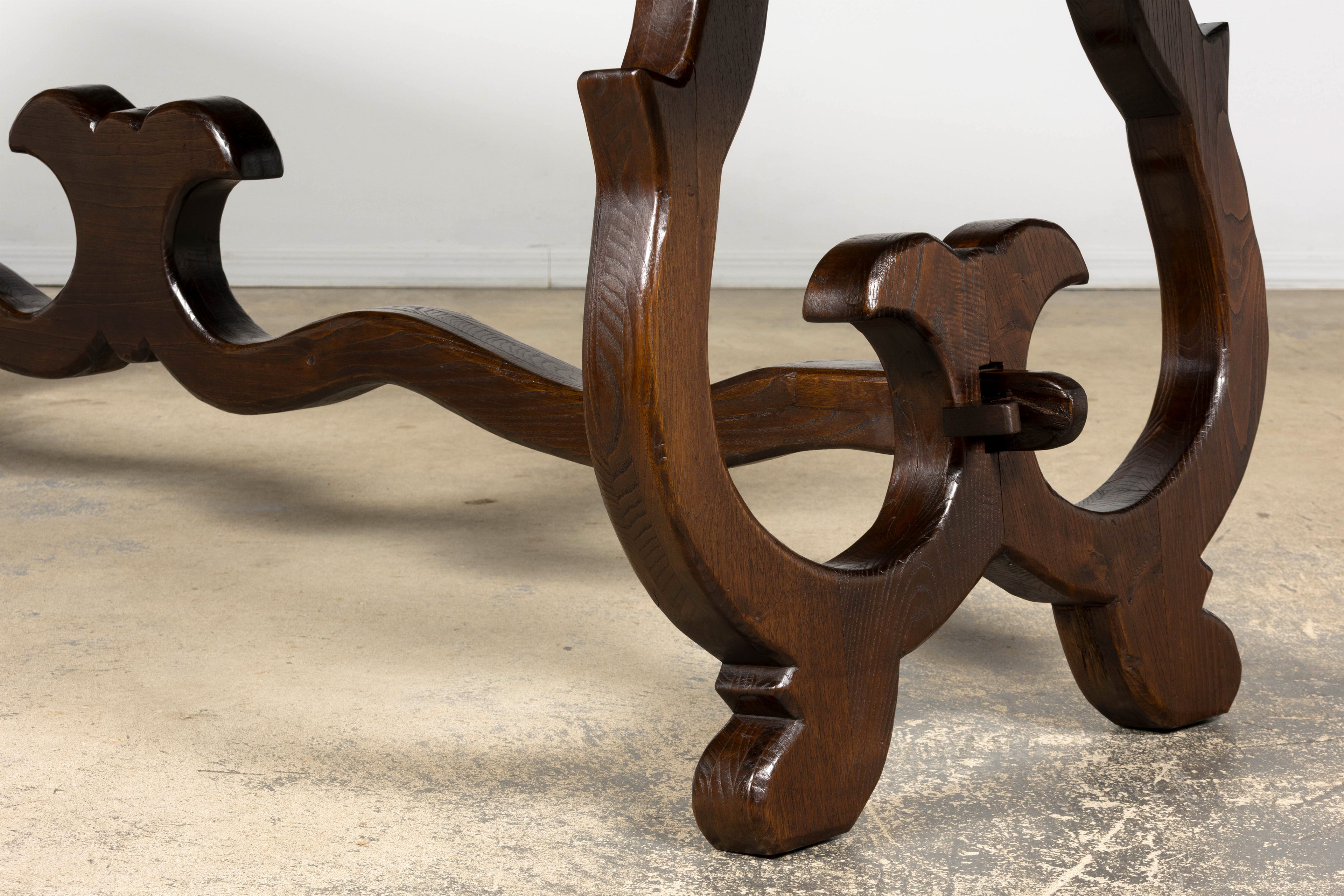 19th Century Spanish Oak Refectory Table with Monumental Trestle Base