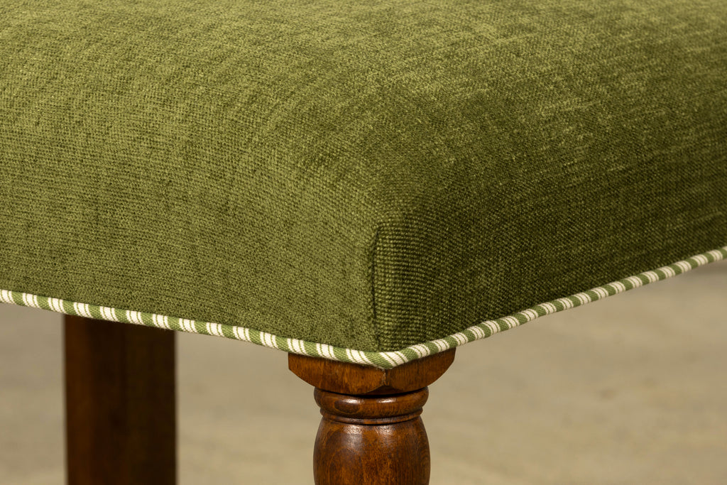 Set of Ten Late 19th Century French Louis XIII Oak Dining Chairs in Moss Green