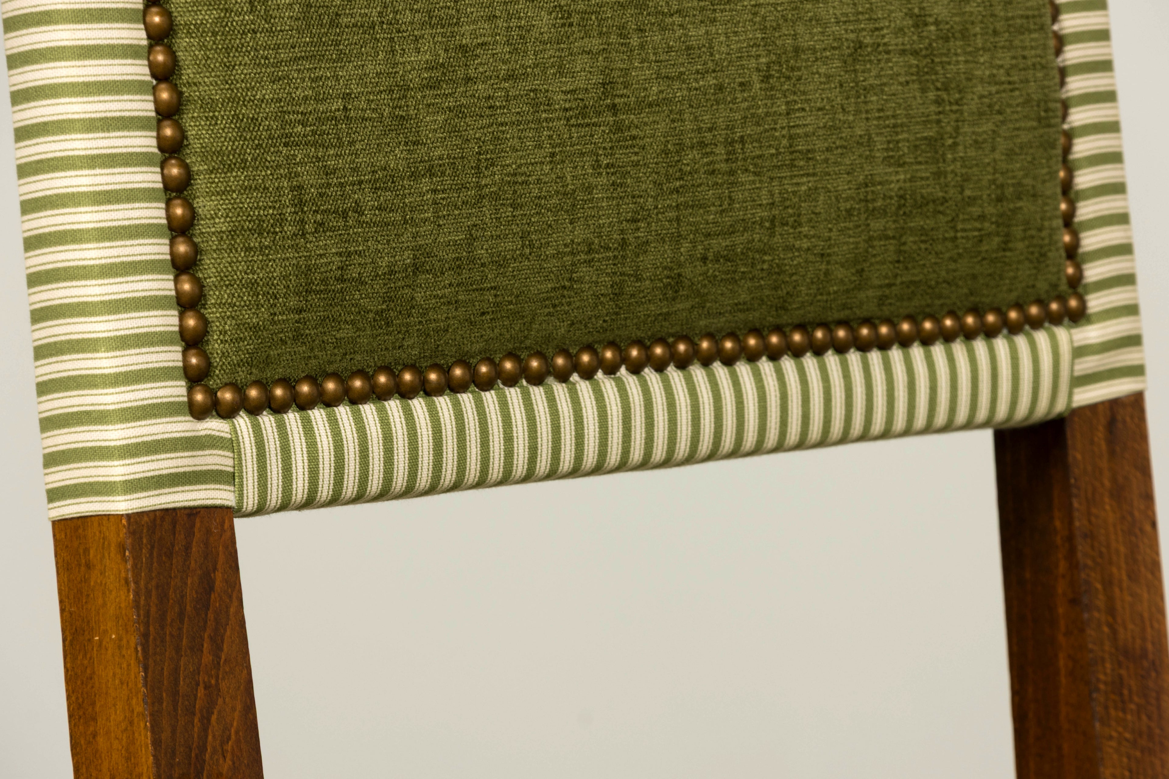 Set of Ten Late 19th Century French Louis XIII Oak Dining Chairs in Moss Green