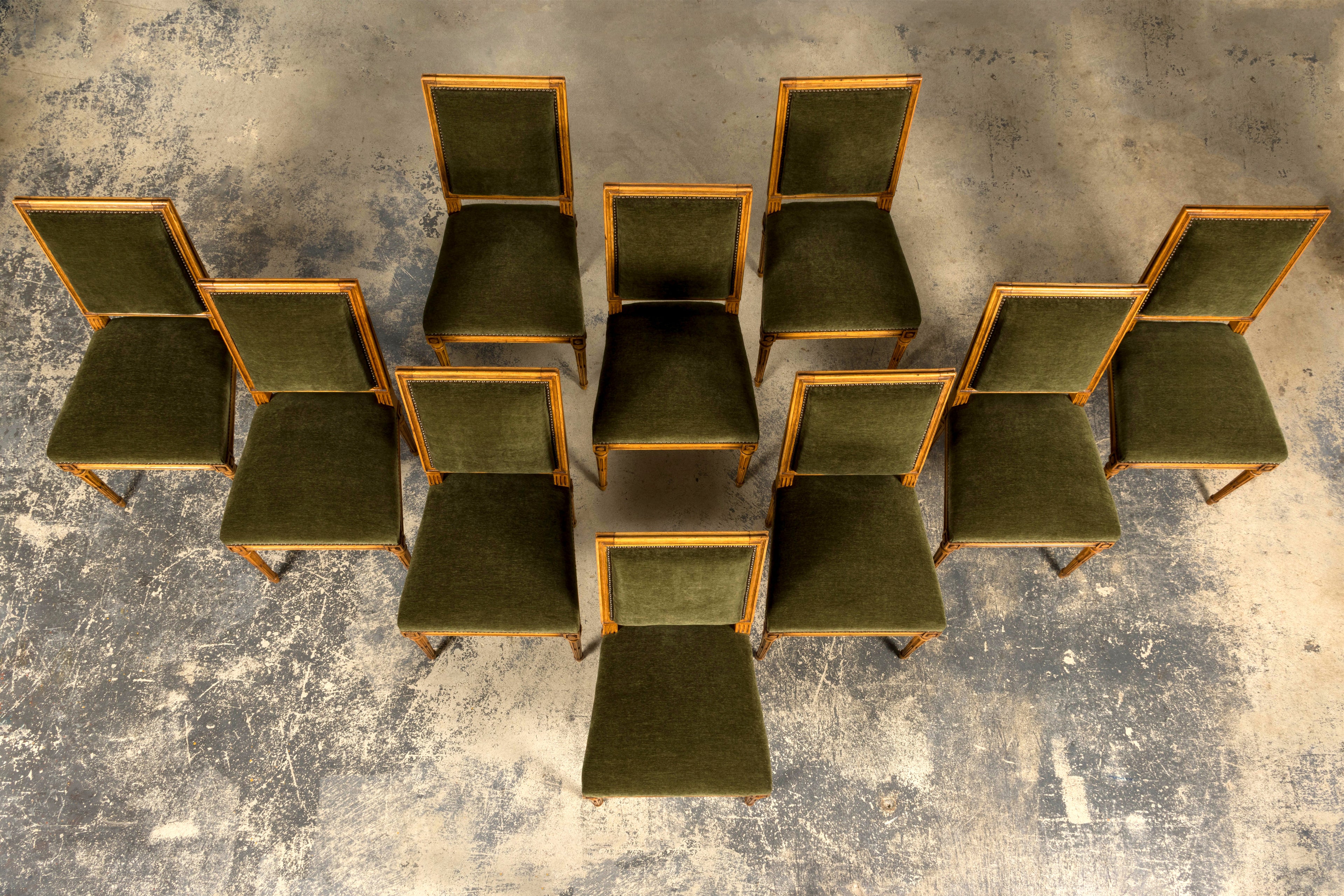 Late 19th Century French Louis XVI Fruitwood Dining Chairs, Set of 10