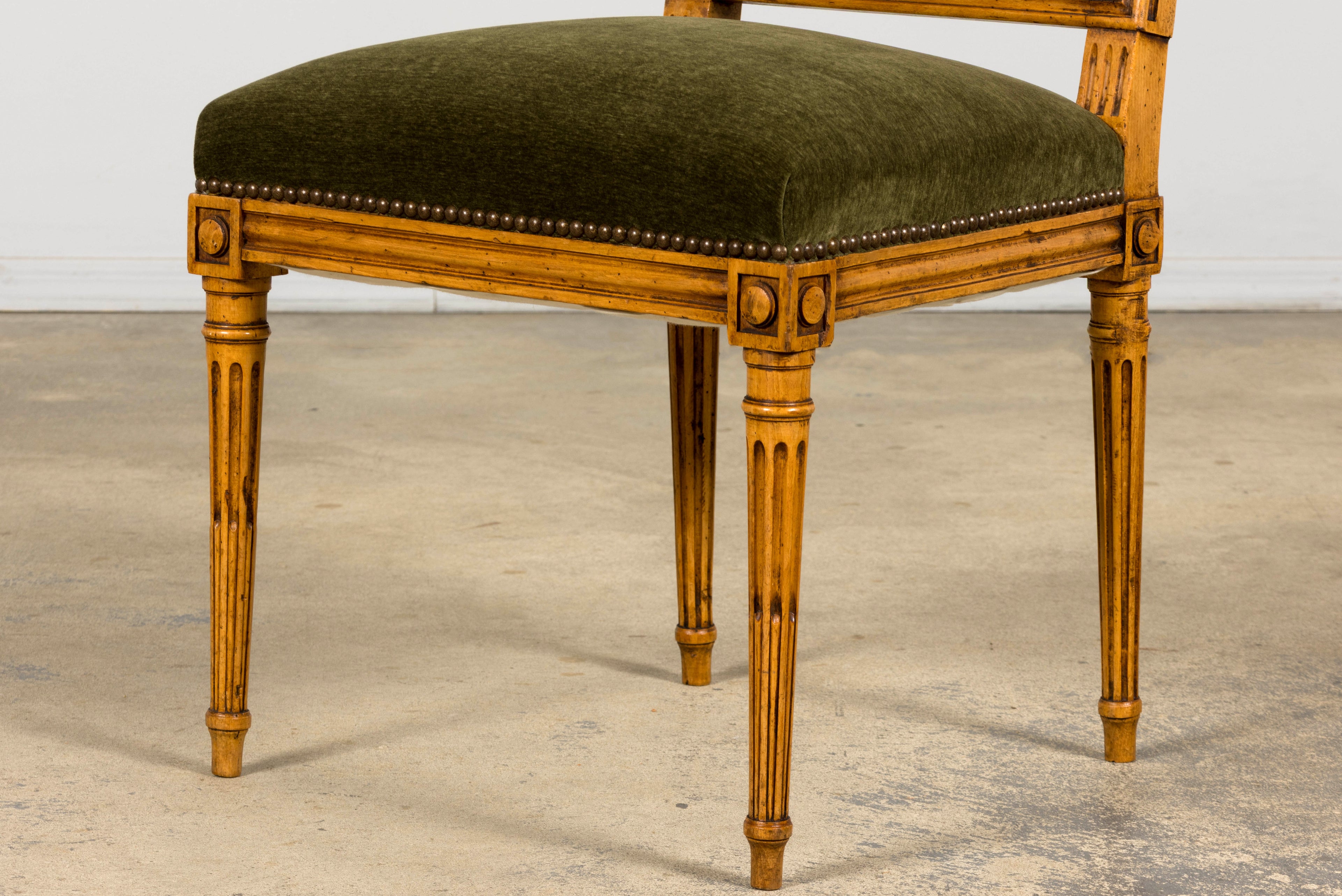 Late 19th Century French Louis XVI Fruitwood Dining Chairs, Set of 10