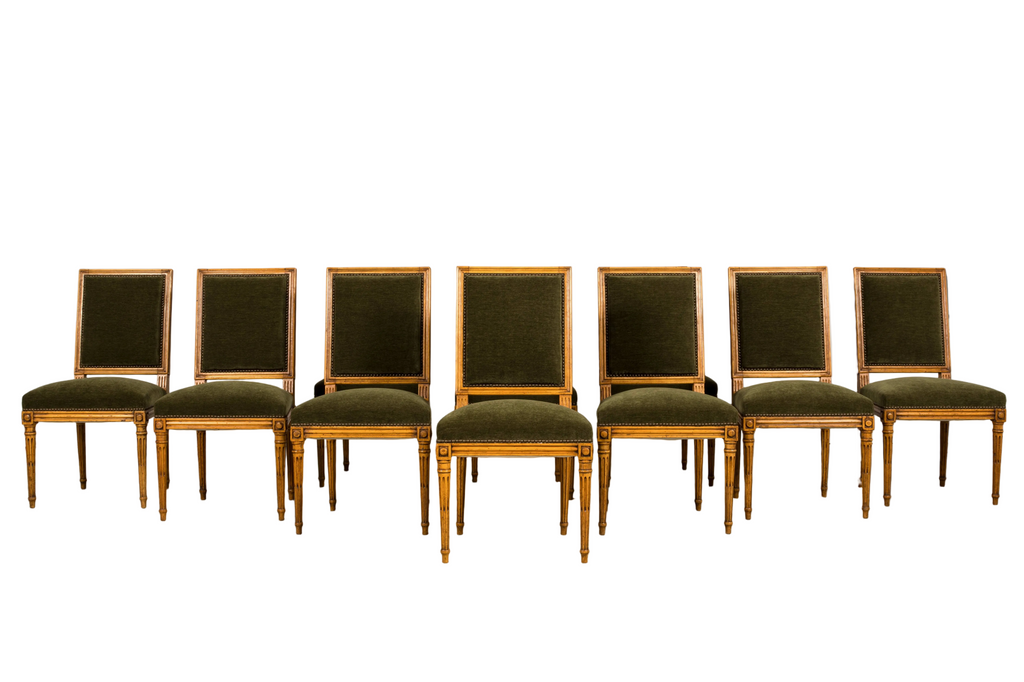 Late 19th Century French Louis XVI Fruitwood Dining Chairs, Set of 10