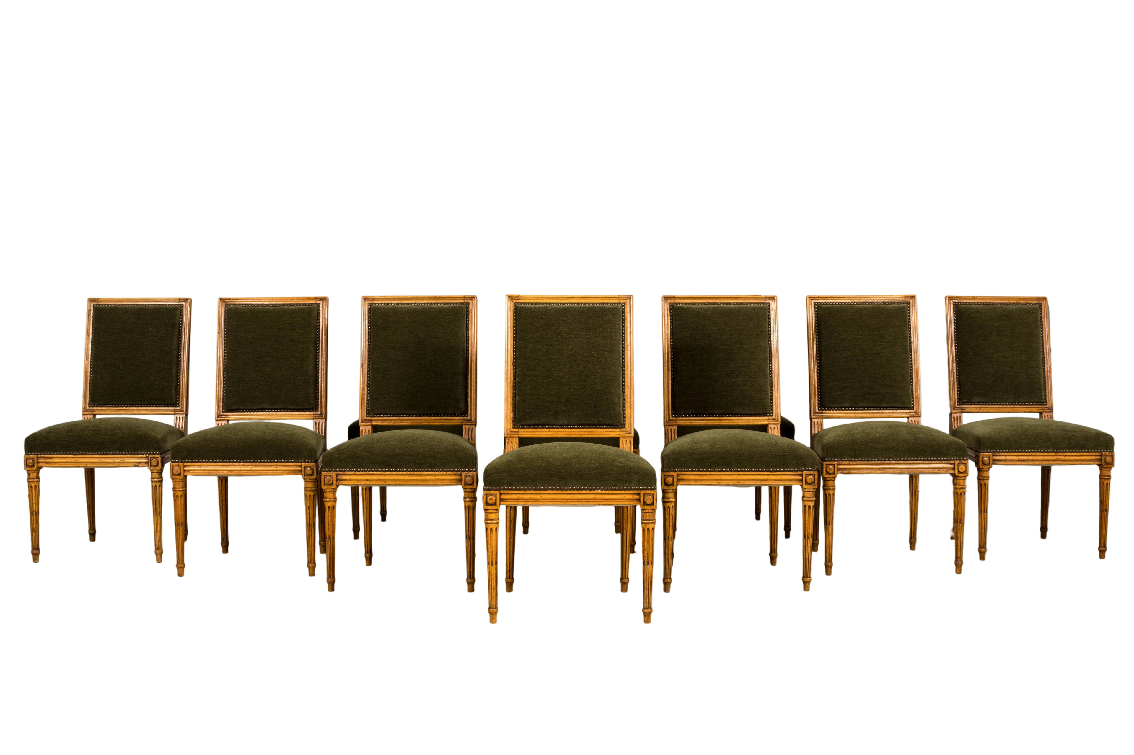 Late 19th Century French Louis XVI Fruitwood Dining Chairs, Set of 10