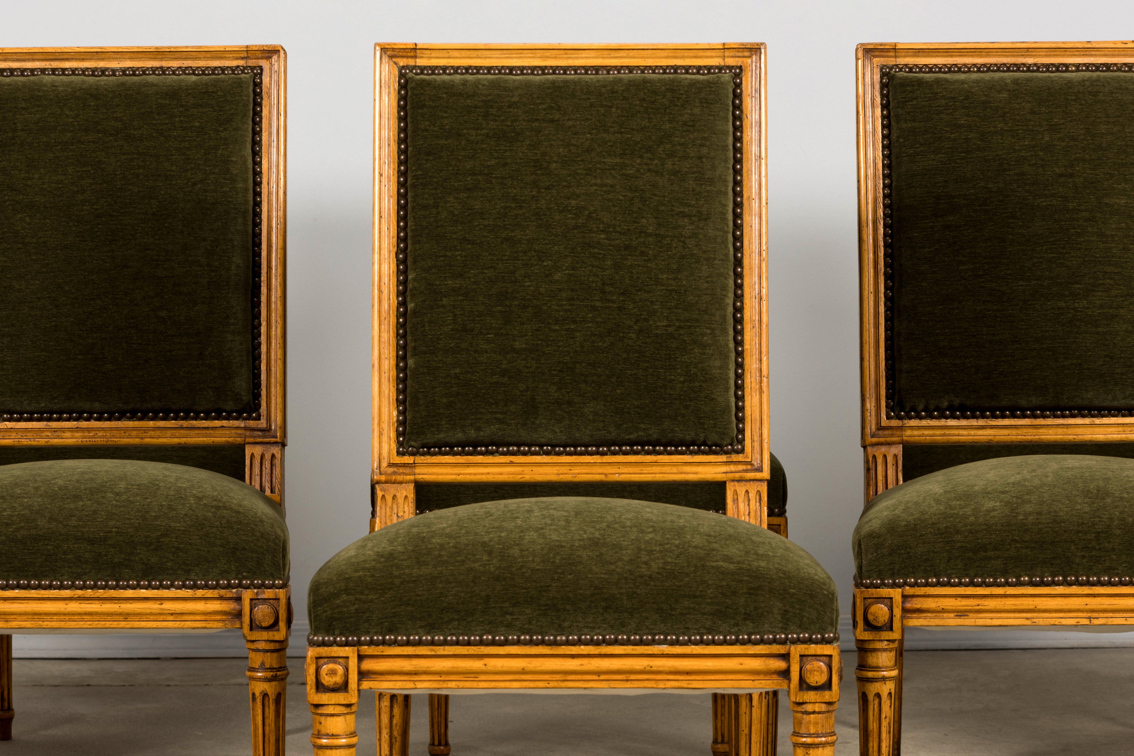 Late 19th Century French Louis XVI Fruitwood Dining Chairs, Set of 10