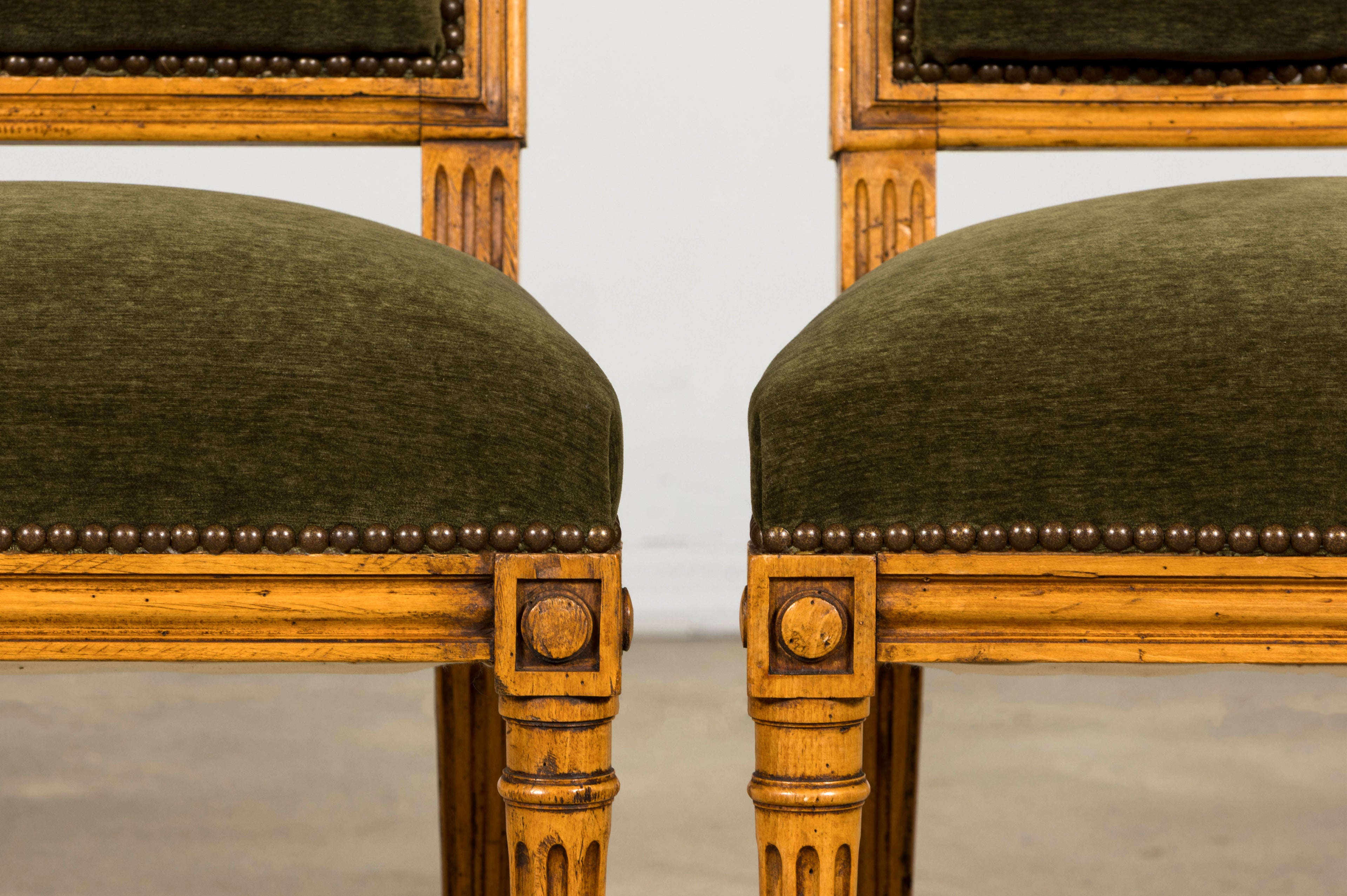 Late 19th Century French Louis XVI Fruitwood Dining Chairs, Set of 10