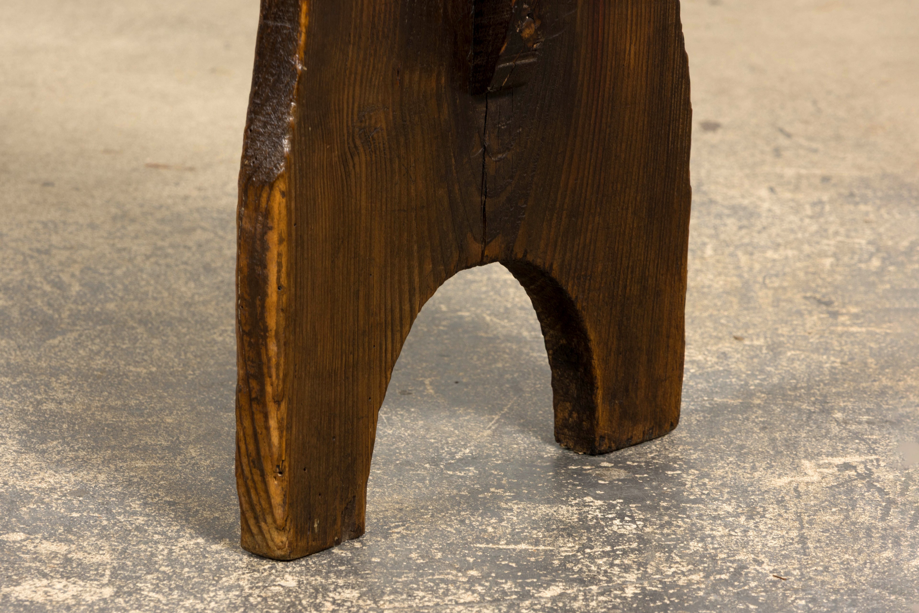 Late 19th Century French Provincial Rustic Pine Farmhouse Bench