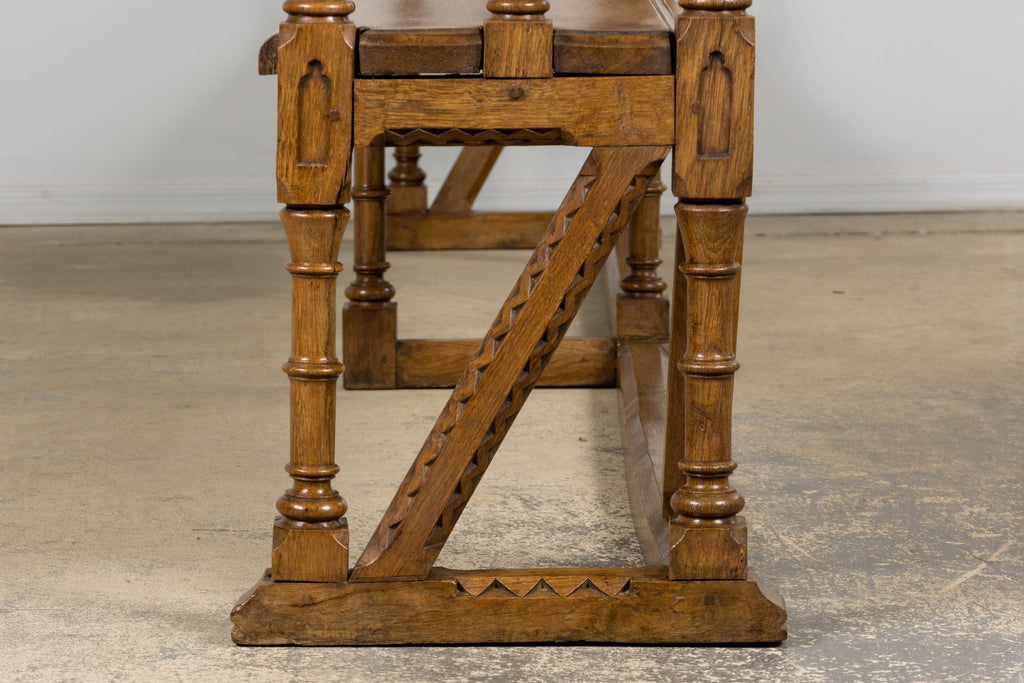 Mid-19th Century French Gothic Revival Oak Church Bench