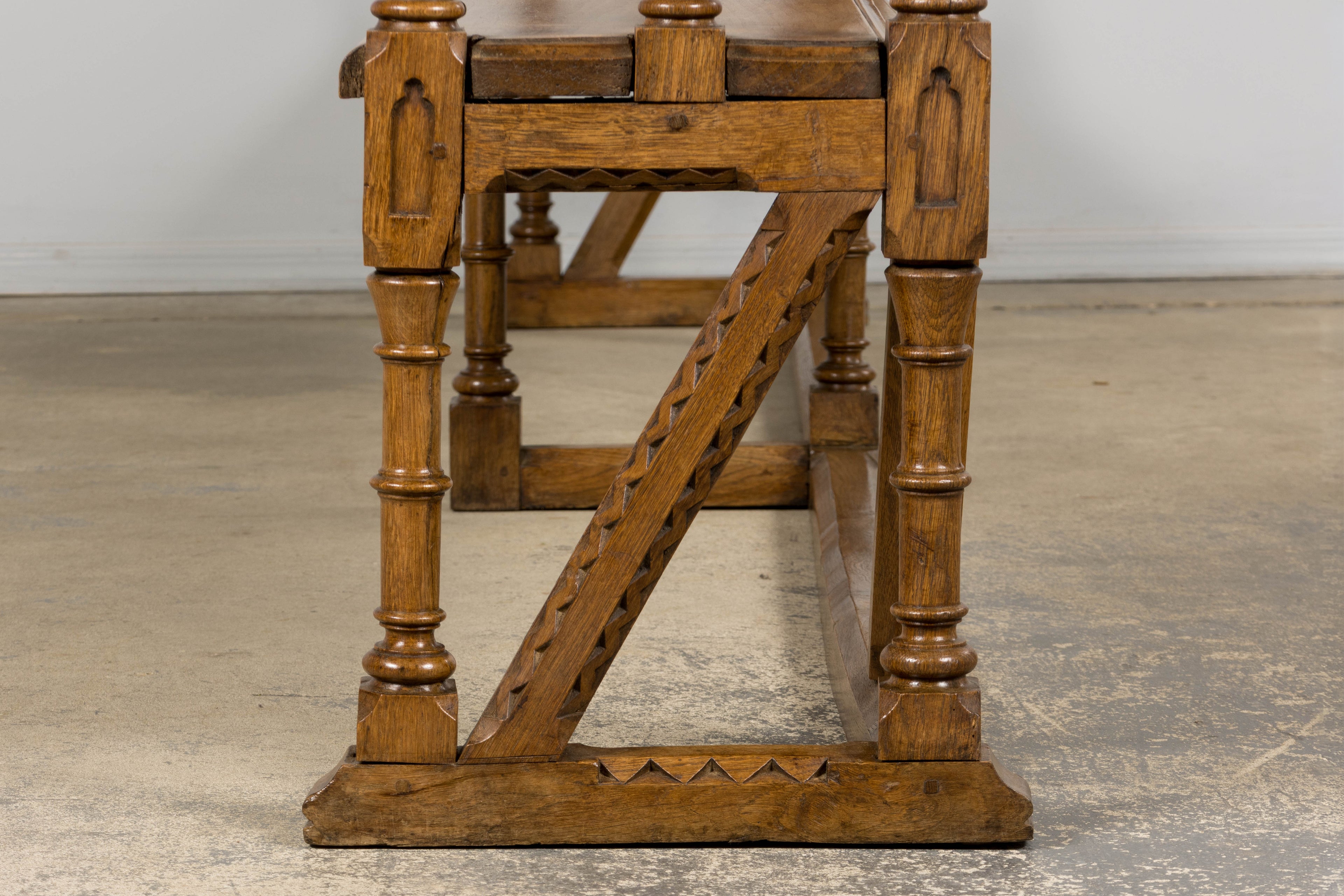Mid-19th Century French Gothic Revival Oak Church Bench