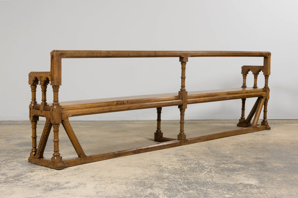 Mid-19th Century French Gothic Revival Oak Church Bench